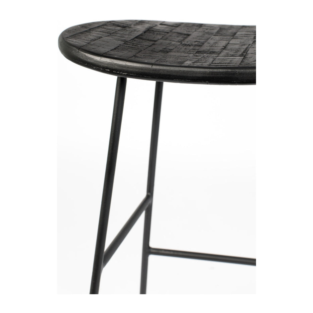 Counter Stool Tangle Black Domestica – Seat Edge and Black Steel Legs Detail