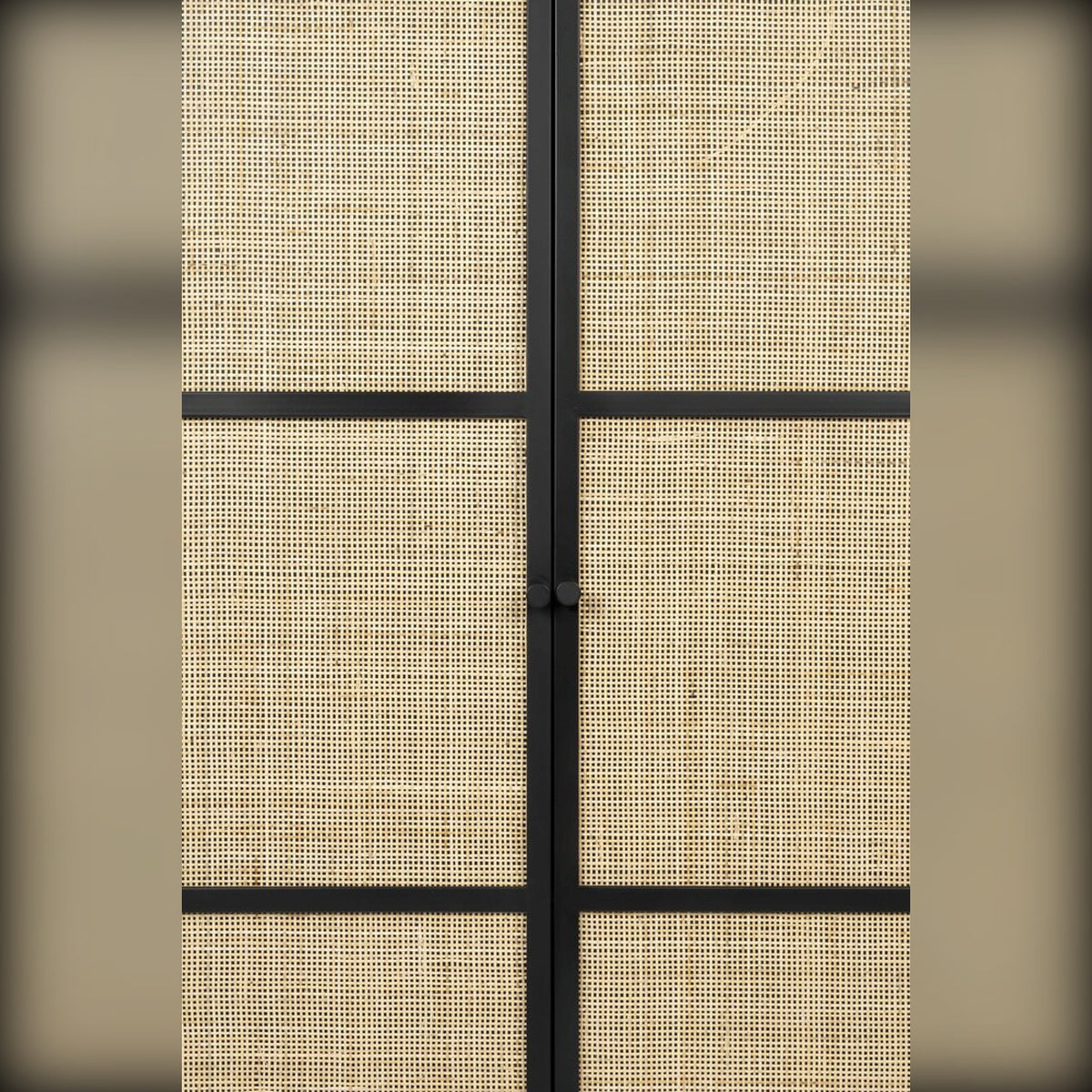 Cabinet Guuji High 2 Doors Black Domestica – Rattan Doors Close-up