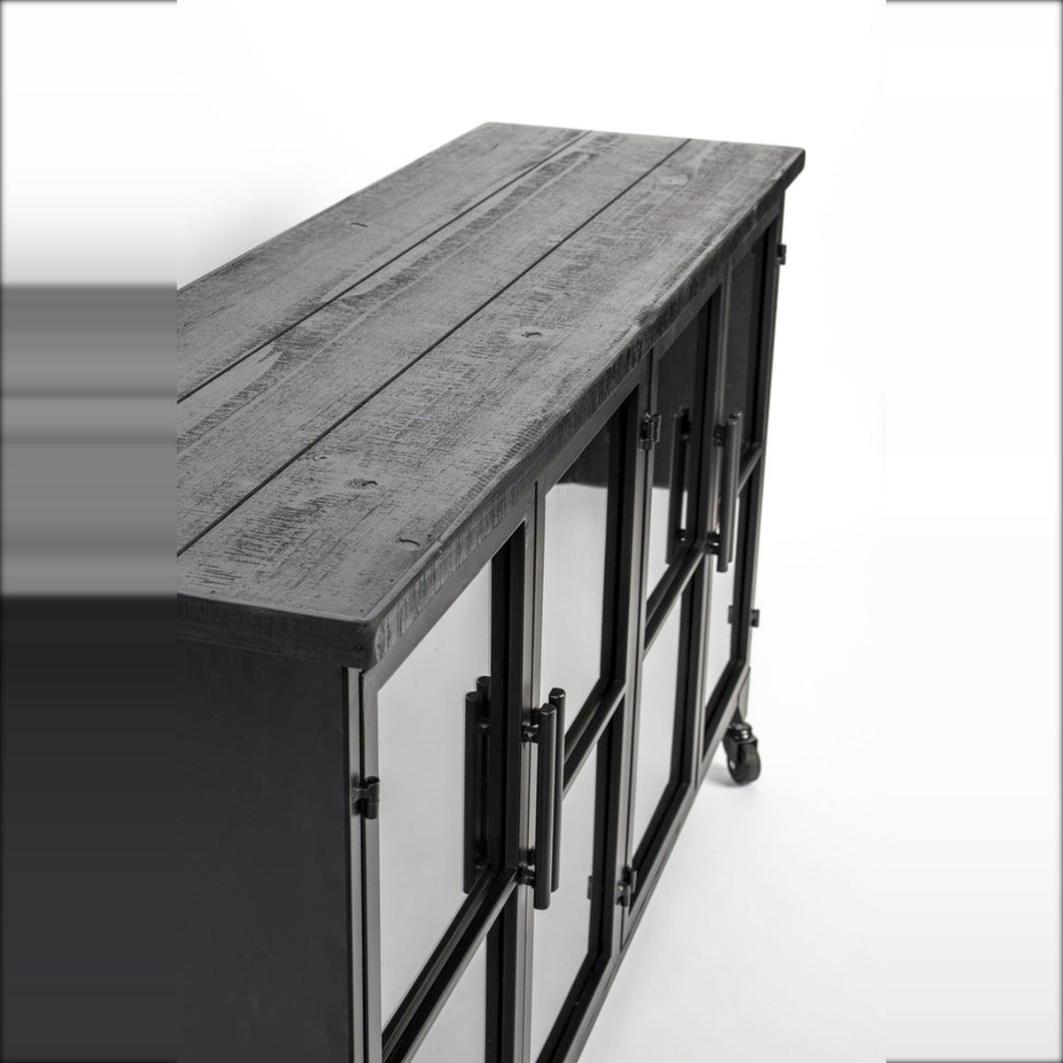 Cabinet Ferre Low Domestica – Black Top and Glass Door Close-up