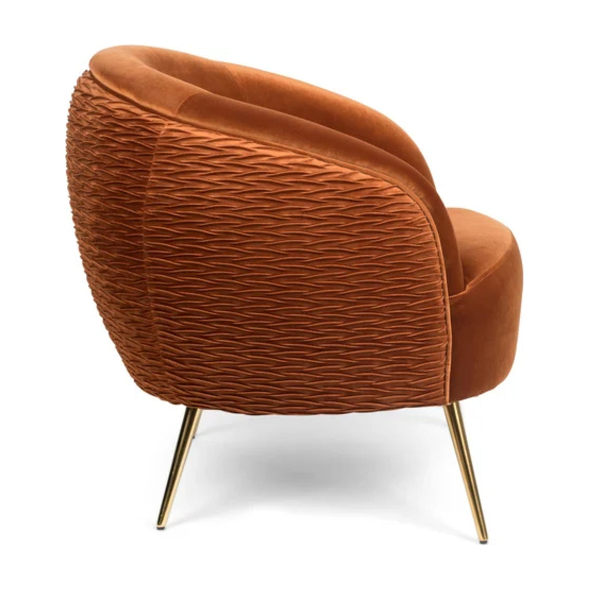 Lounge Chair So Curvy Orange Domestica – Side Three Quarter View on White