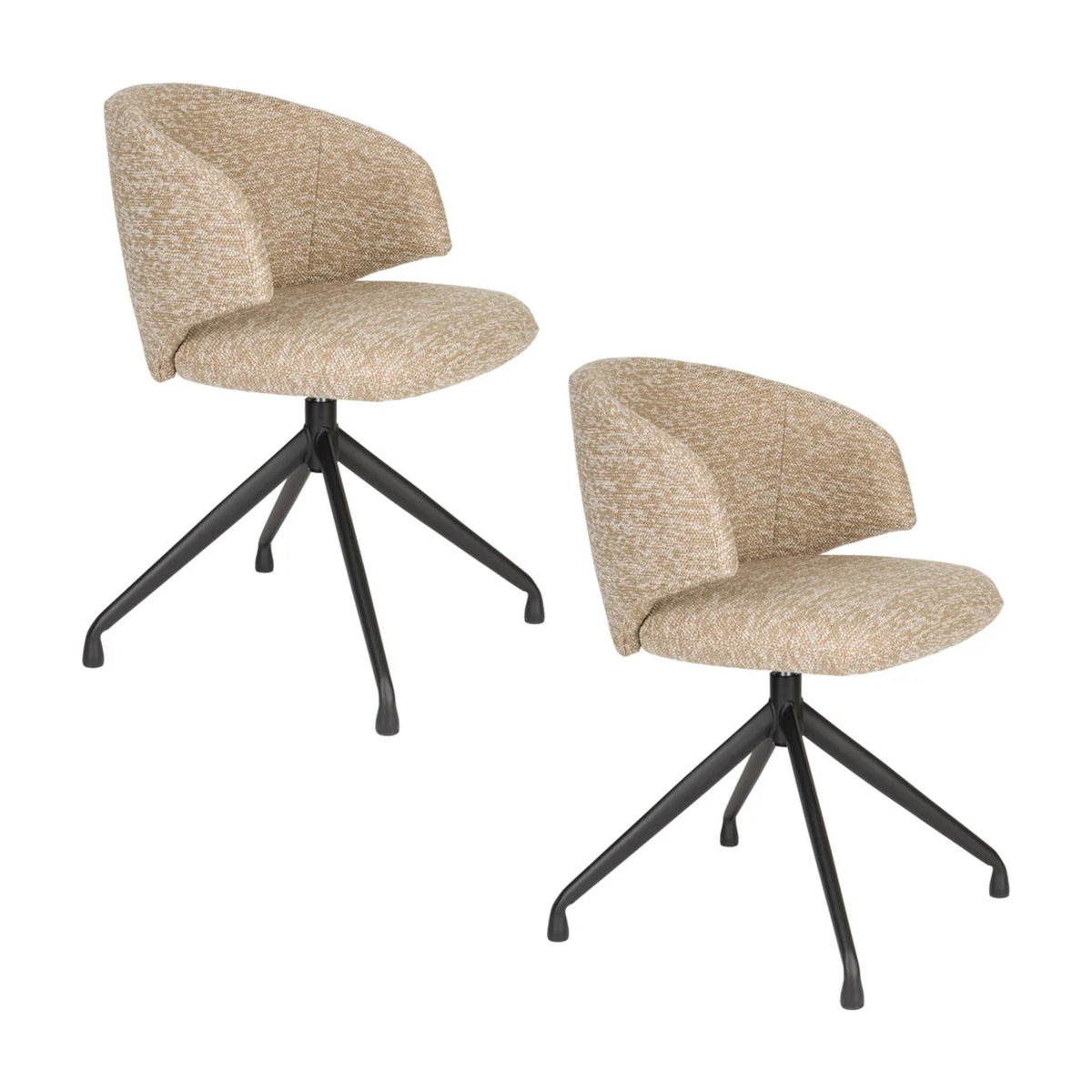 Dining Chair Balado Swivel Brown Domestica – Set of Two Chairs, Three Quarter View
