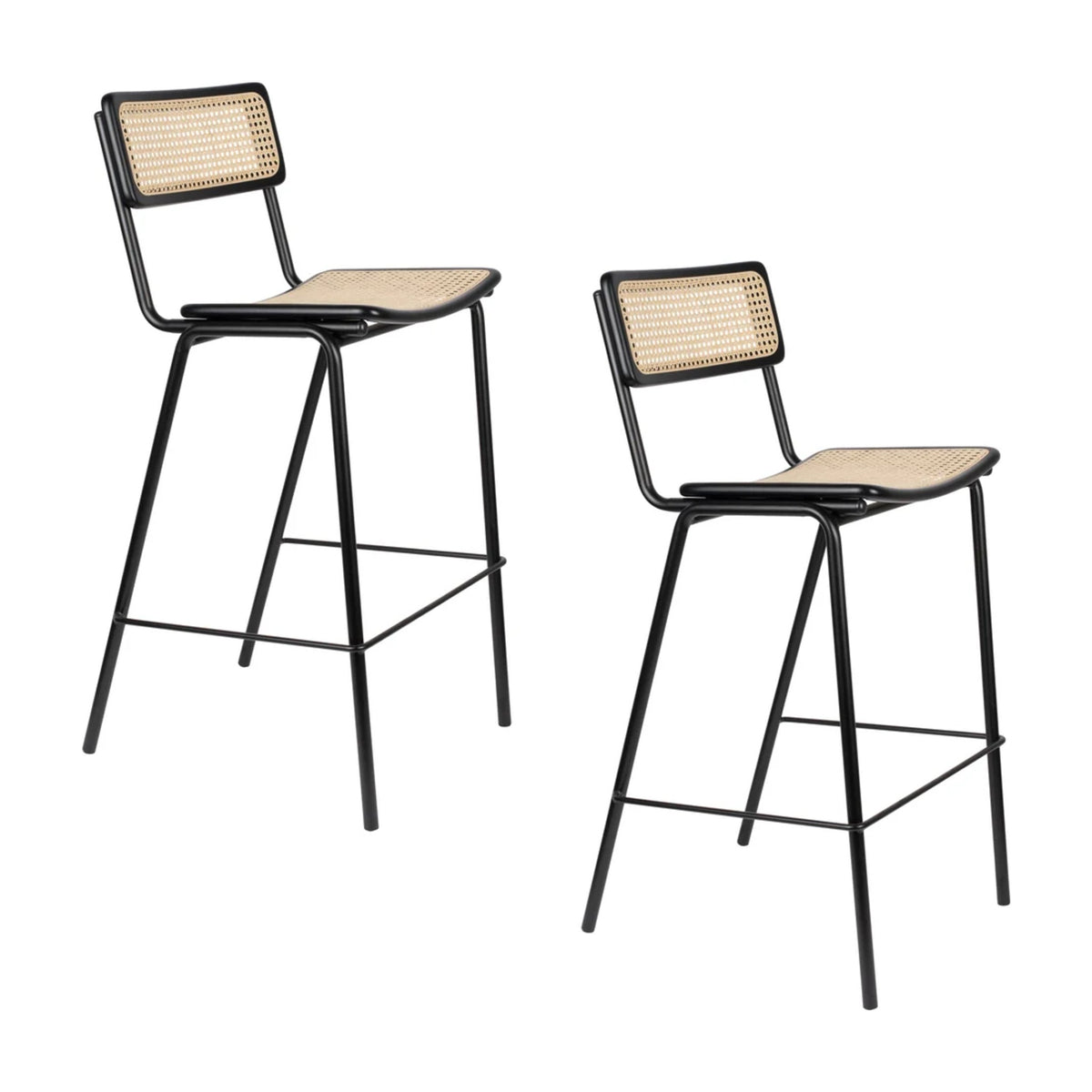 Barstool Jort Natural Black Domestica – Set of Two Barstools on White