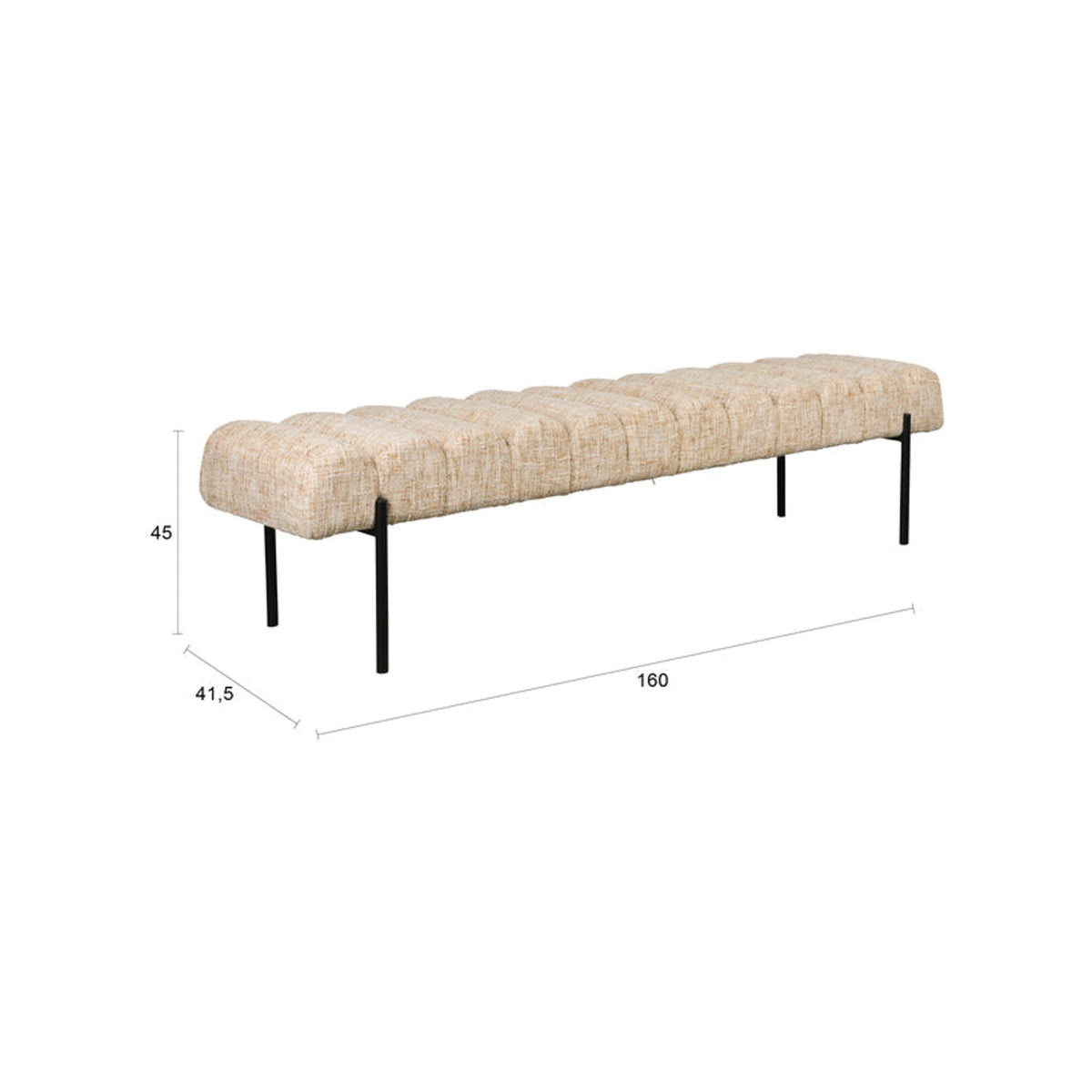 Bench Jethro 160 Beige Domestica – Dimensions Drawing