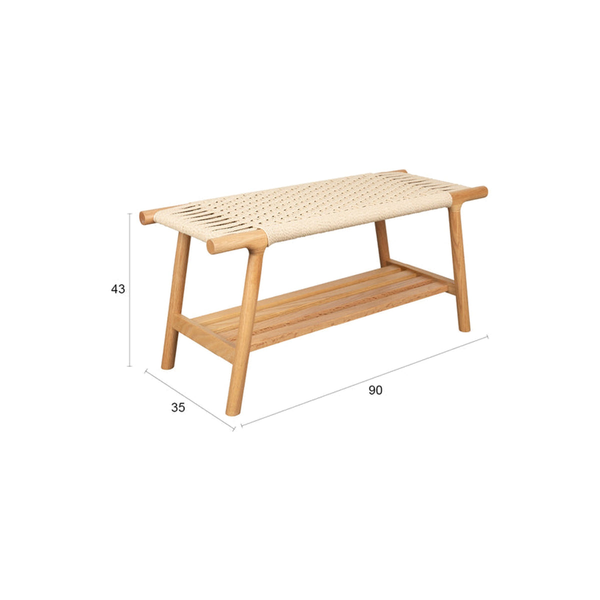 Bench Kintaro Natural Domestica – Dimensions Drawing
