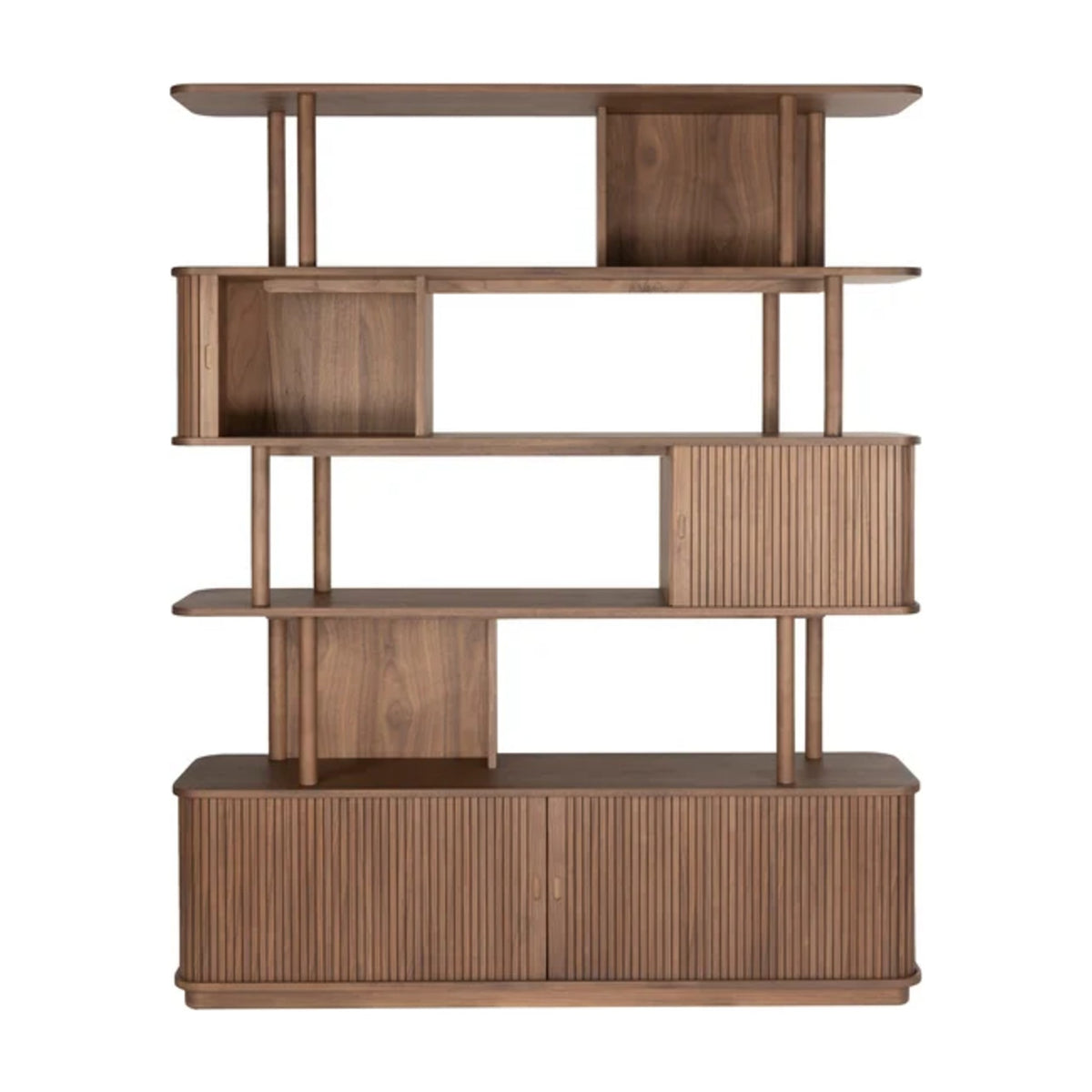 Bookcase Barbier Walnut Domestica – Front View on White