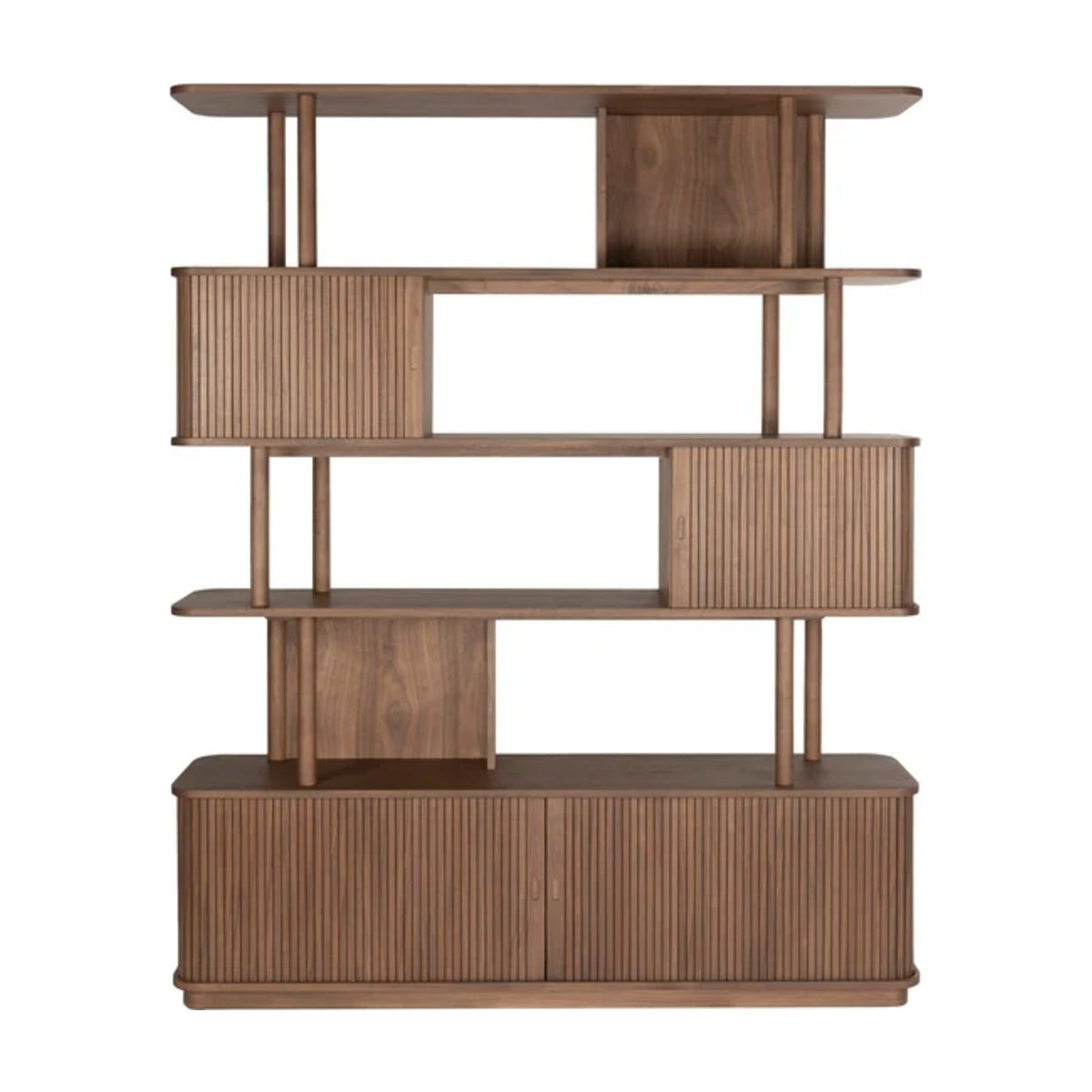 Bookcase Barbier Walnut Domestica – Front View on White, Second Shot
