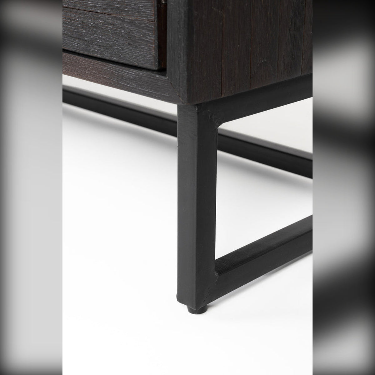 Sideboard Webster 3 Doors Dark Brown Domestica – Black Metal Frame Base Detail