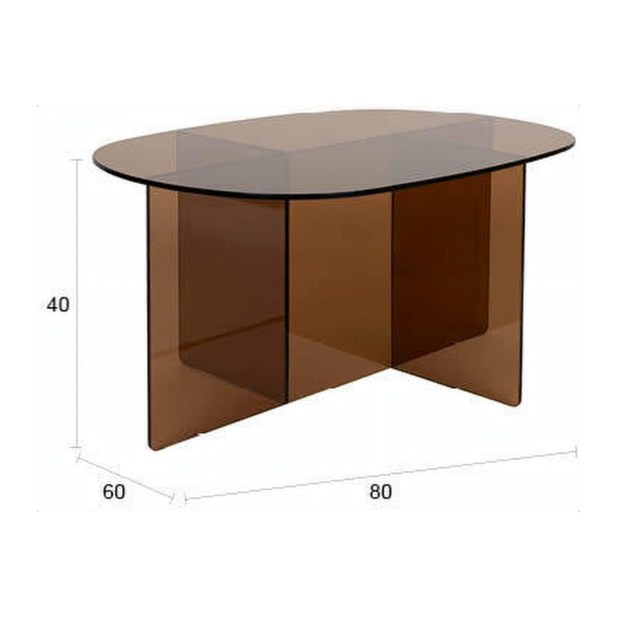 Coffee Table Linea Brown Domestica – Dimensions Drawing