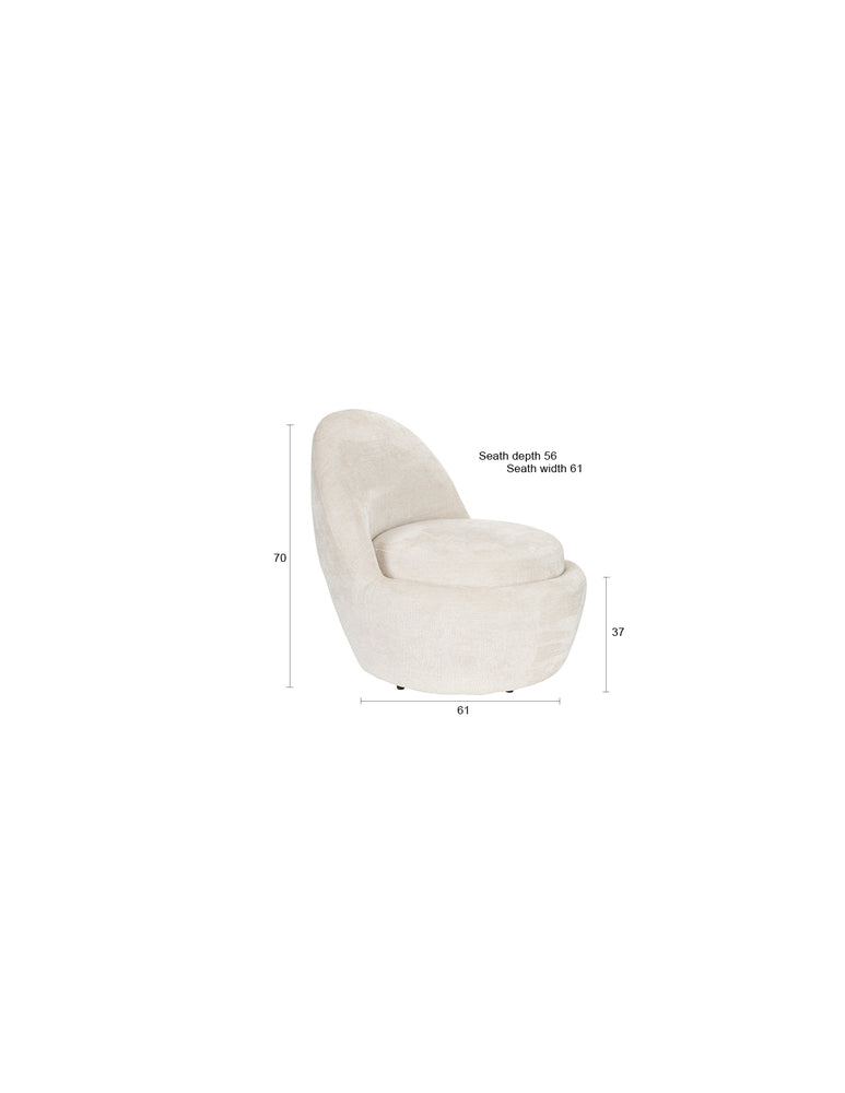 Lounge Chair Nash Off-White Domestica – Dimensions Drawing