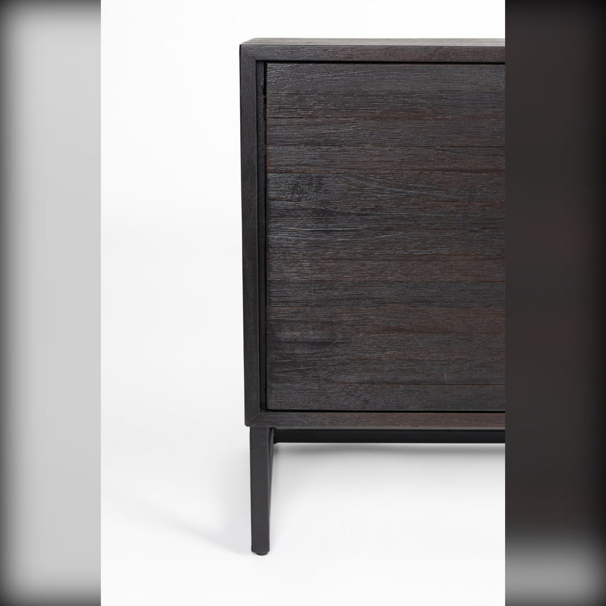 Sideboard Webster 3 Doors Dark Brown Domestica – Side Corner and Leg Close-up