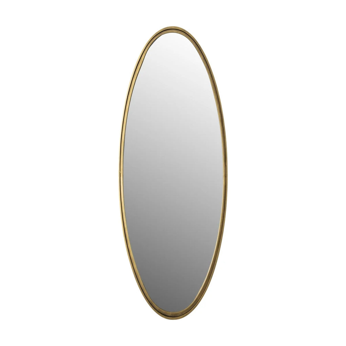Mirror Matz Oval L Antique Brass Domestica – Front View on White