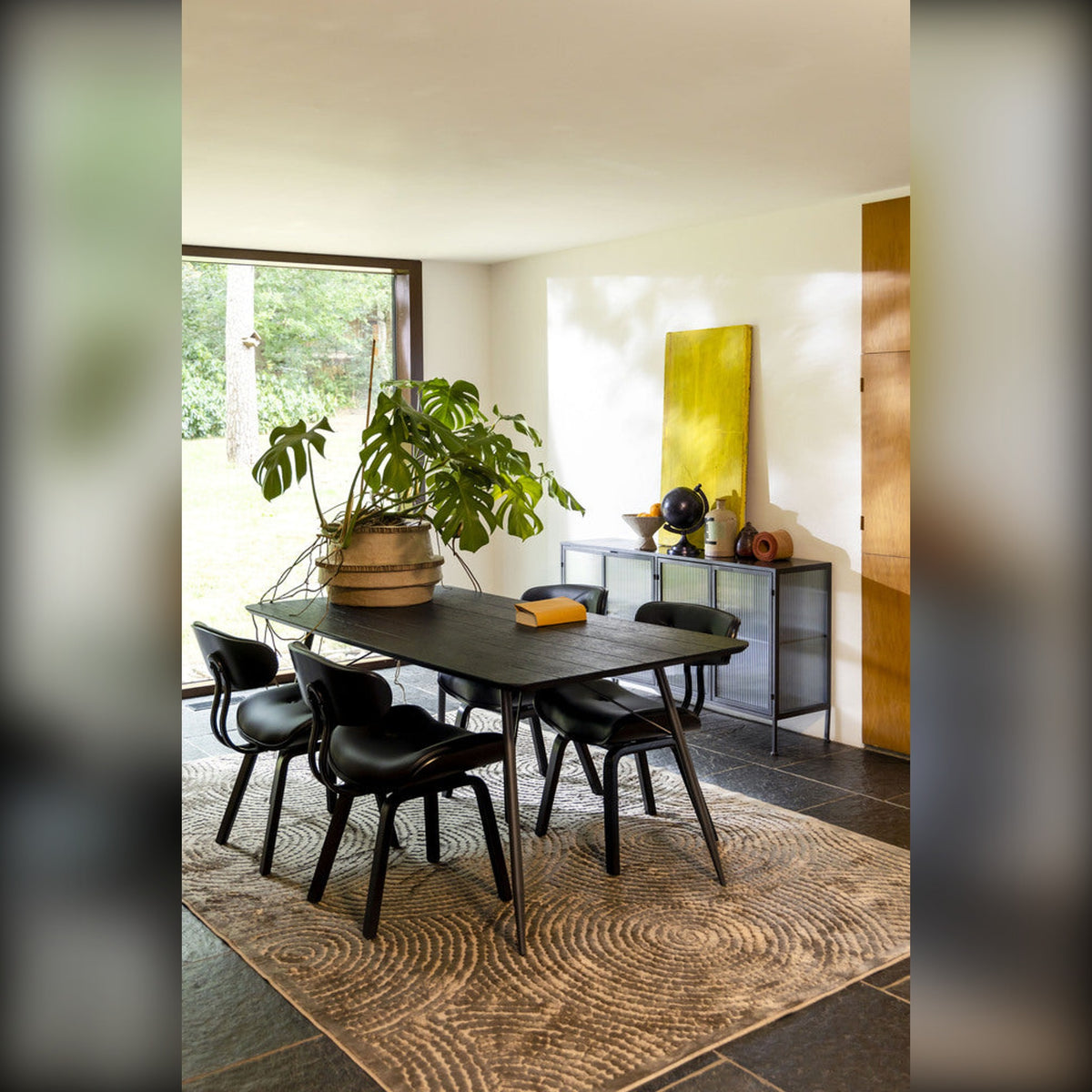 Dining Chair Blackwood Black Domestica – Lifestyle – Dining Room with Yellow Artwork