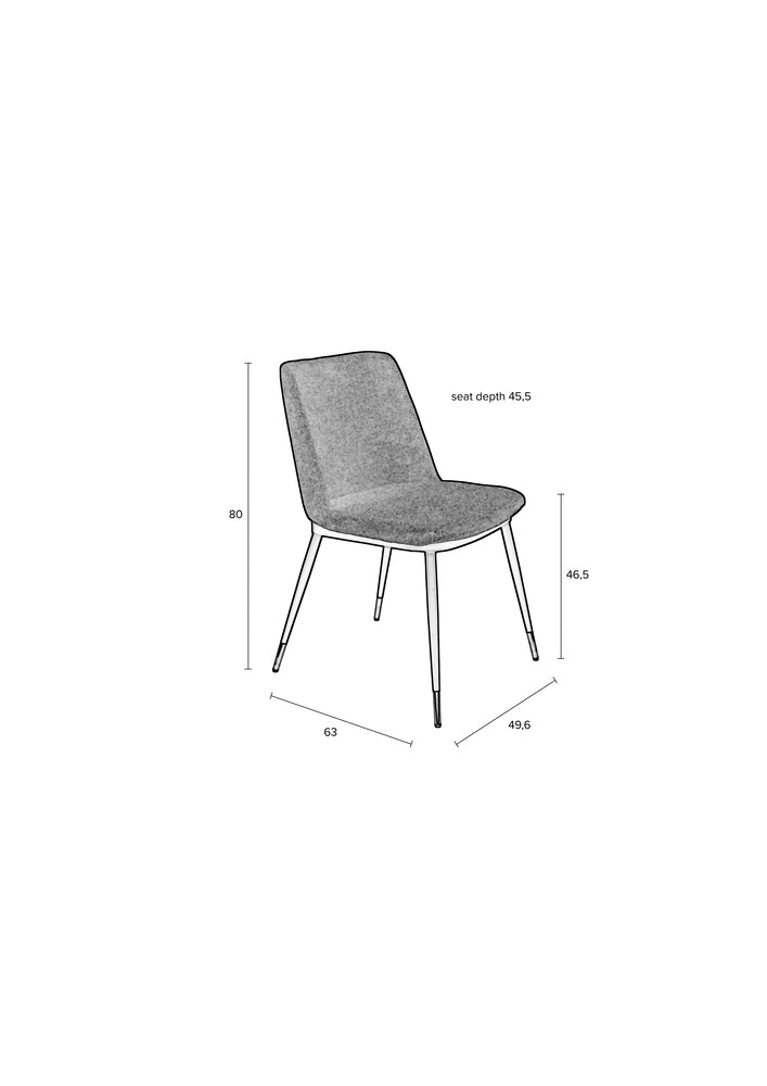 Dining Chair Lionel Beige Domestica – Dimensions Drawing