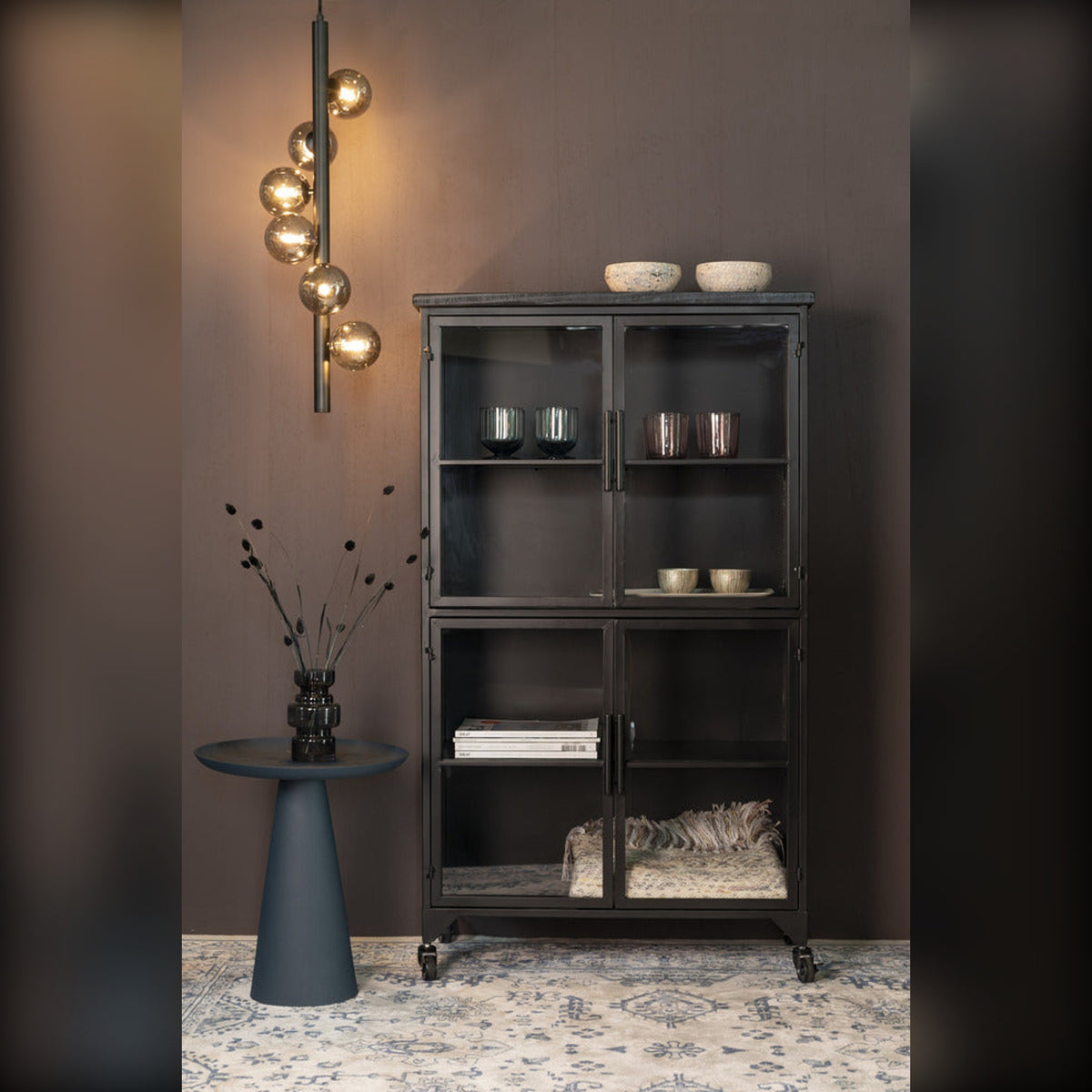 Cabinet Ferre L Domestica – Lifestyle – Against a Dark Wall with Hanging Lights