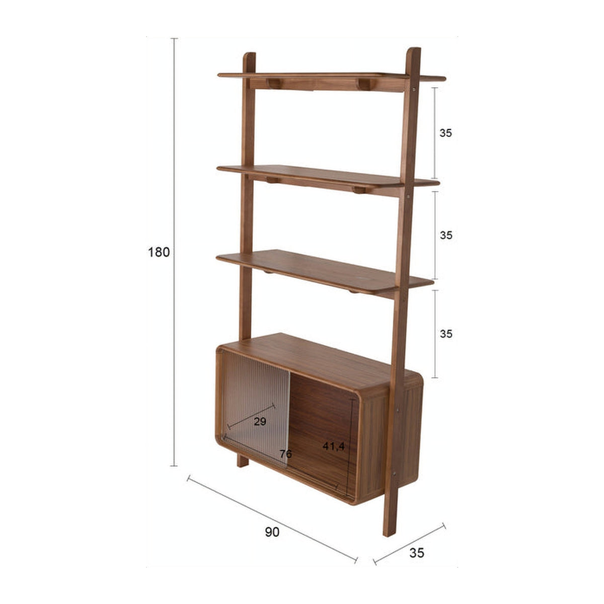 Shelf Rise Walnut Domestica – Dimensions Drawing