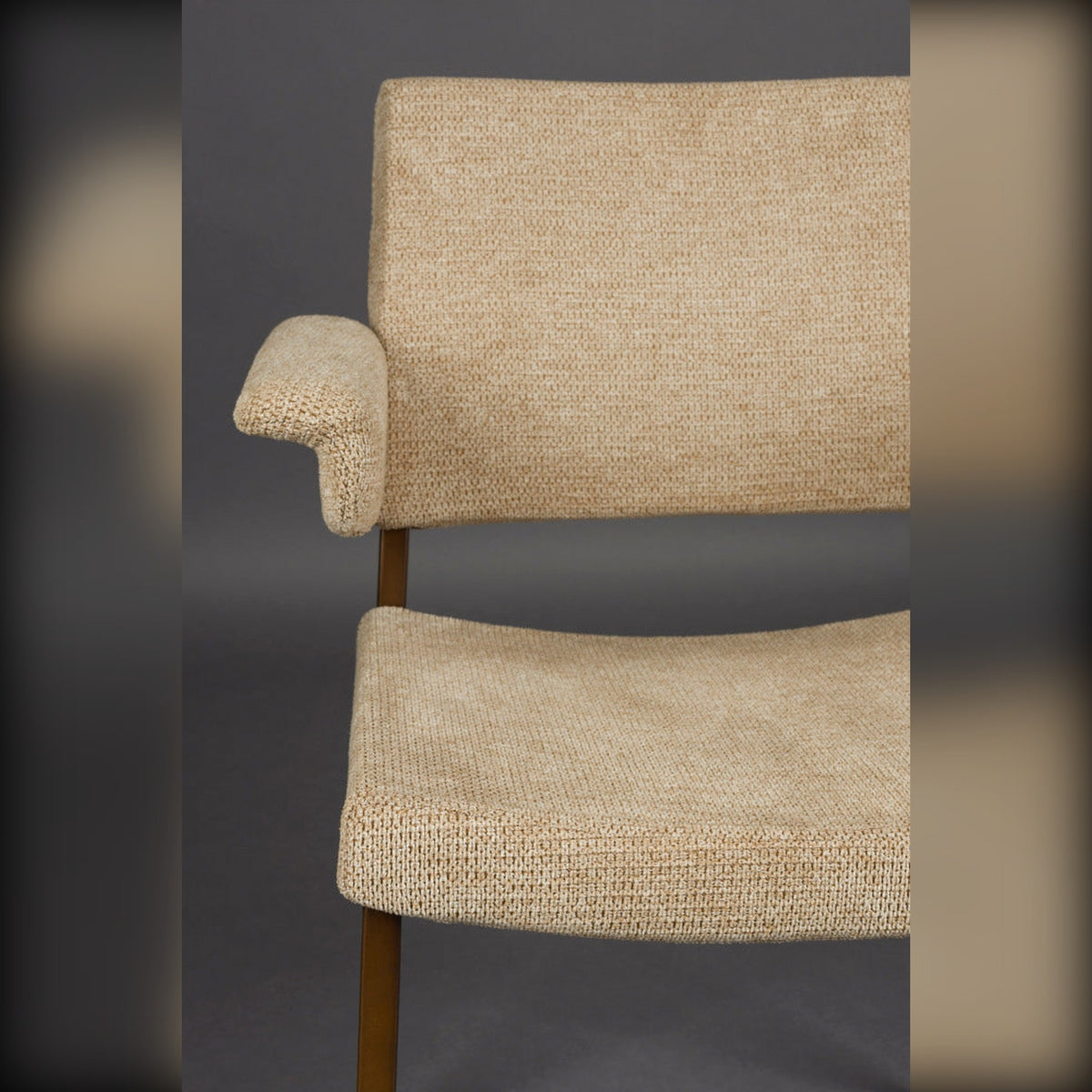 Armchair Portland Beige Domestica – Front Close-up of Seat and Armrest