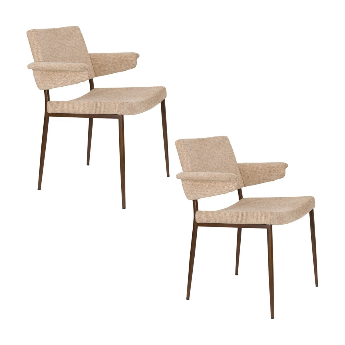 Armchair Portland Beige Domestica – Set of Two Chairs, Three Quarter View