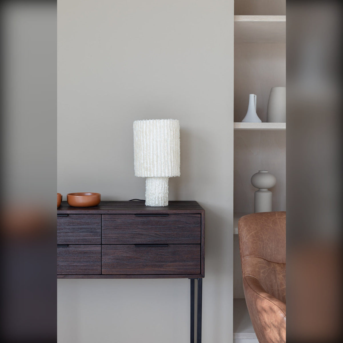 Cabinet Webster S Brown Domestica – Lifestyle – Styled with Table Lamp and Bowl