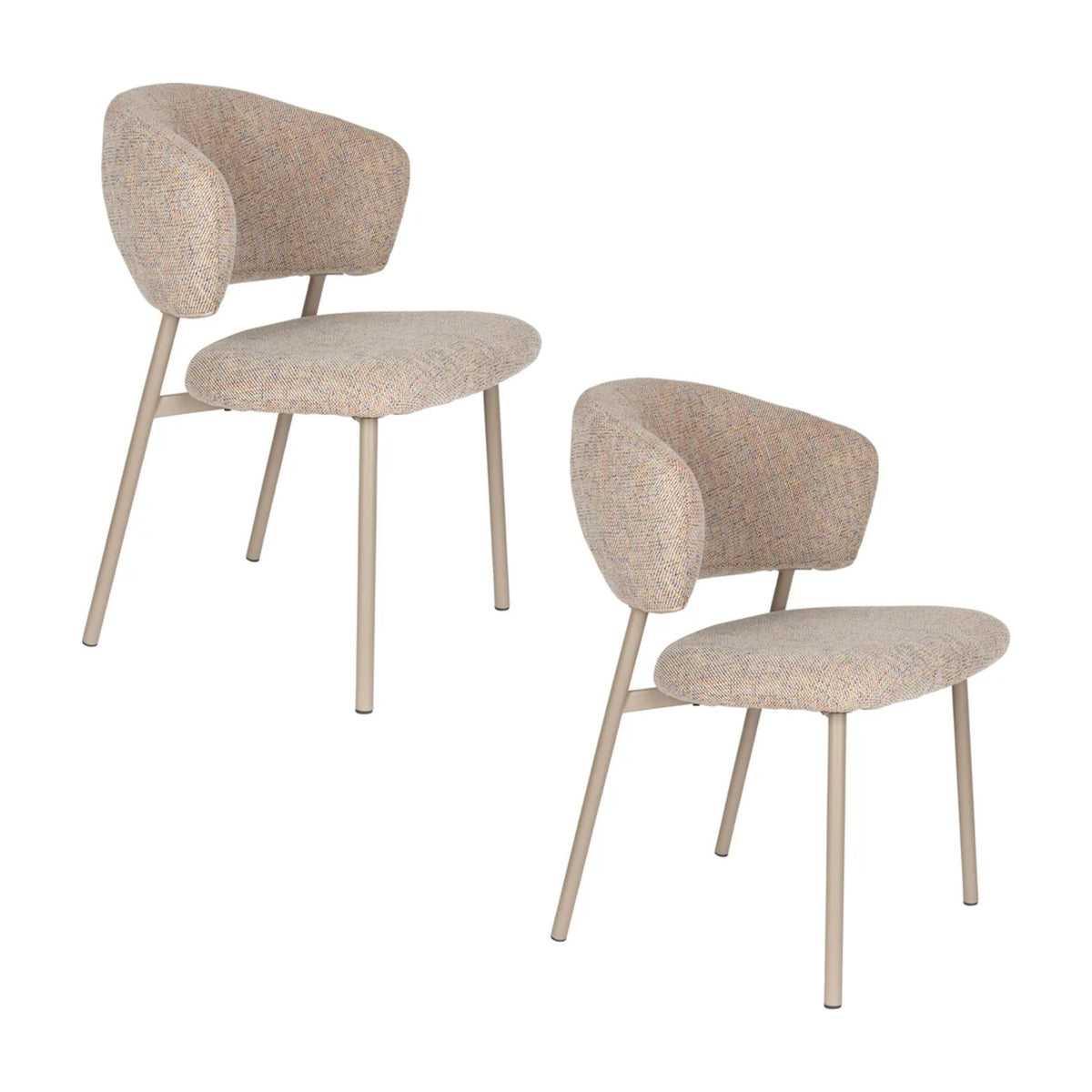 Dining Chair Jasmine Light Multicolour Domestica – Set of Two Chairs, Three Quarter View