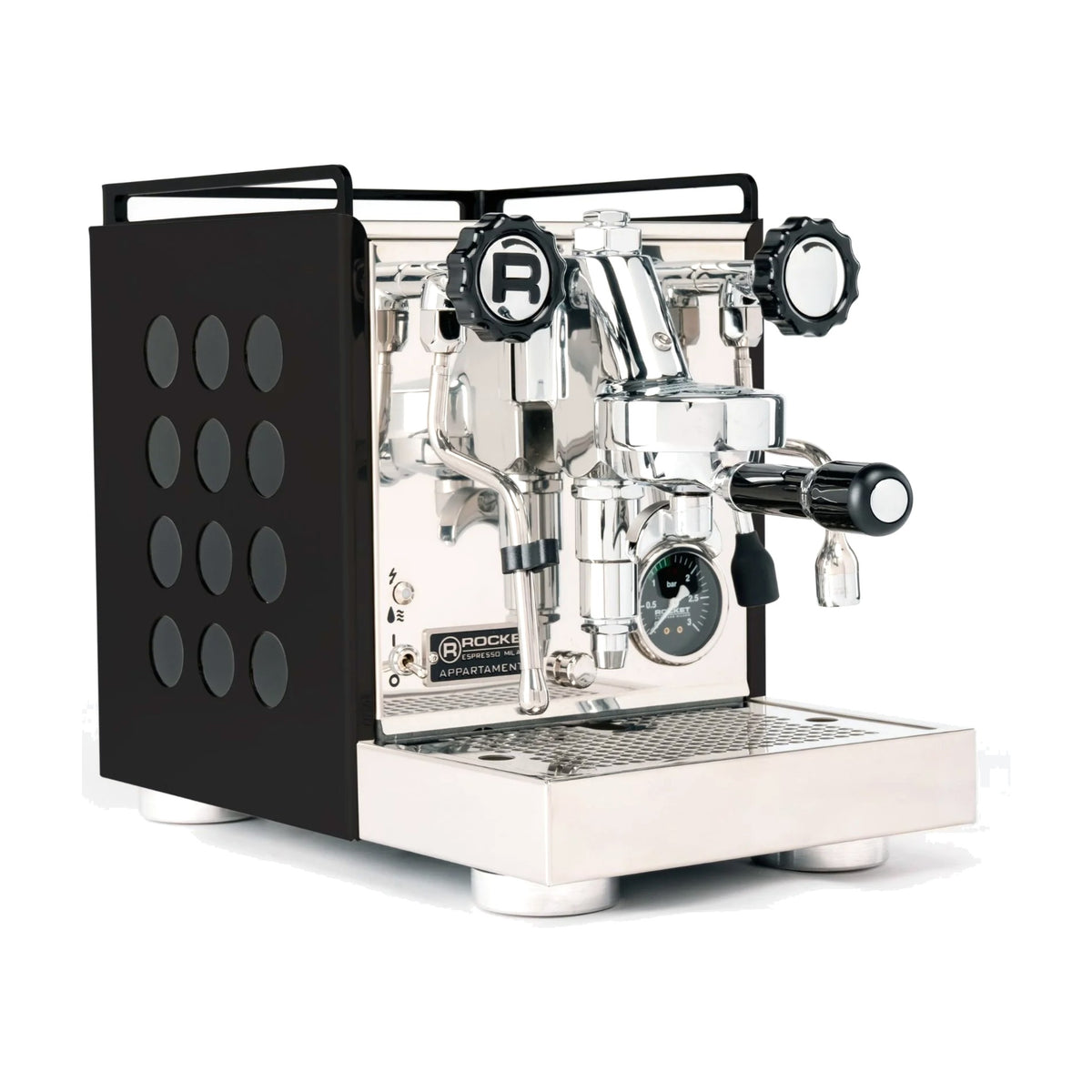 Espresso Machine Appartamento Rocket Espresso Domestica – Black/Black – Three Quarter View