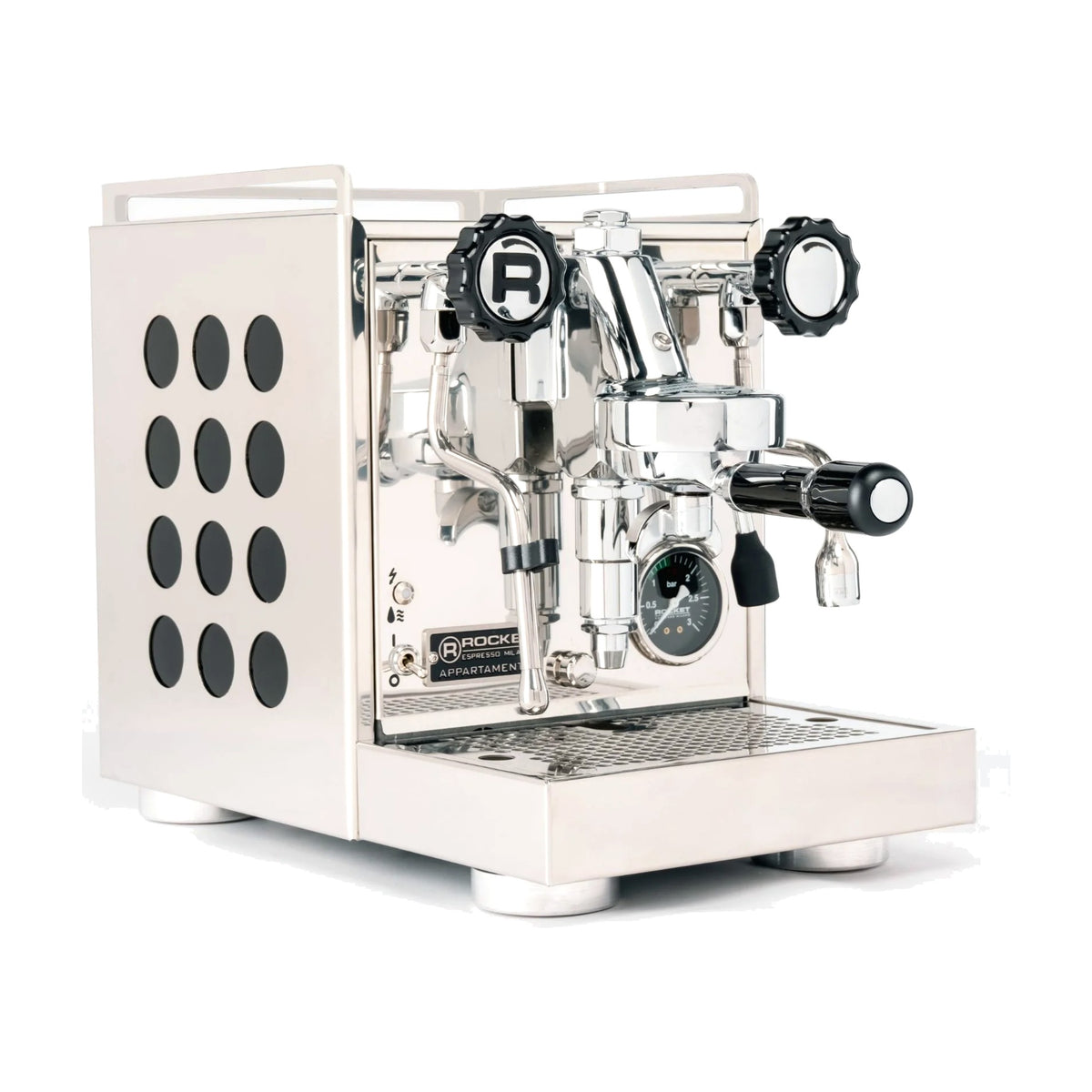 Espresso Machine Appartamento Rocket Espresso Domestica – Inox/Black – Three Quarter View