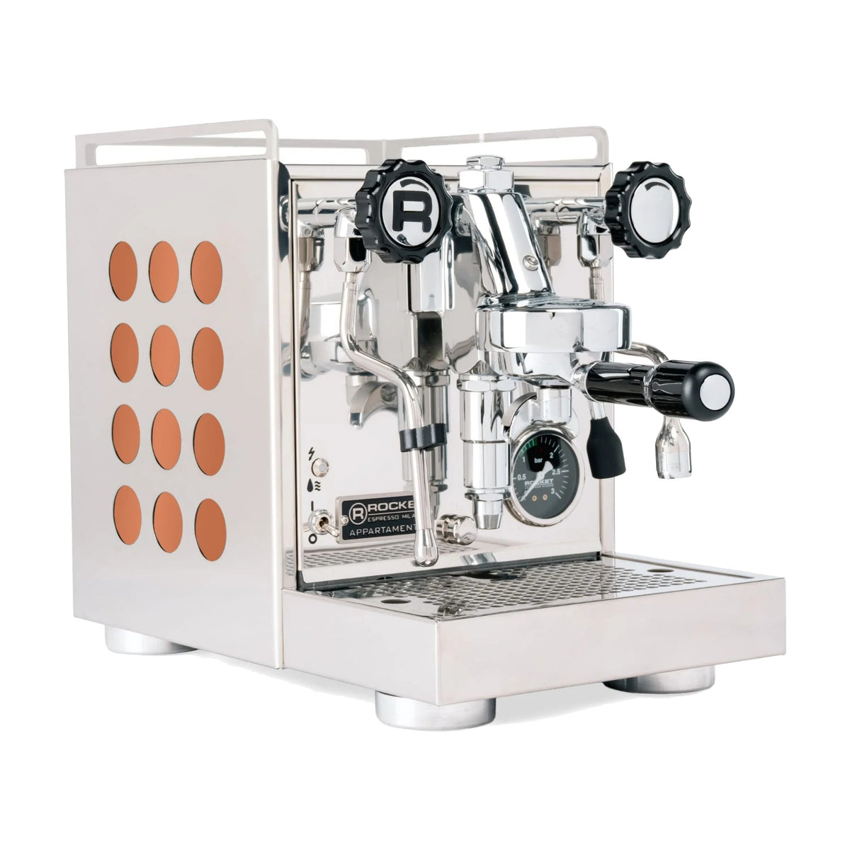Espresso Machine Appartamento Rocket Espresso Domestica – Inox/Copper – Three Quarter View