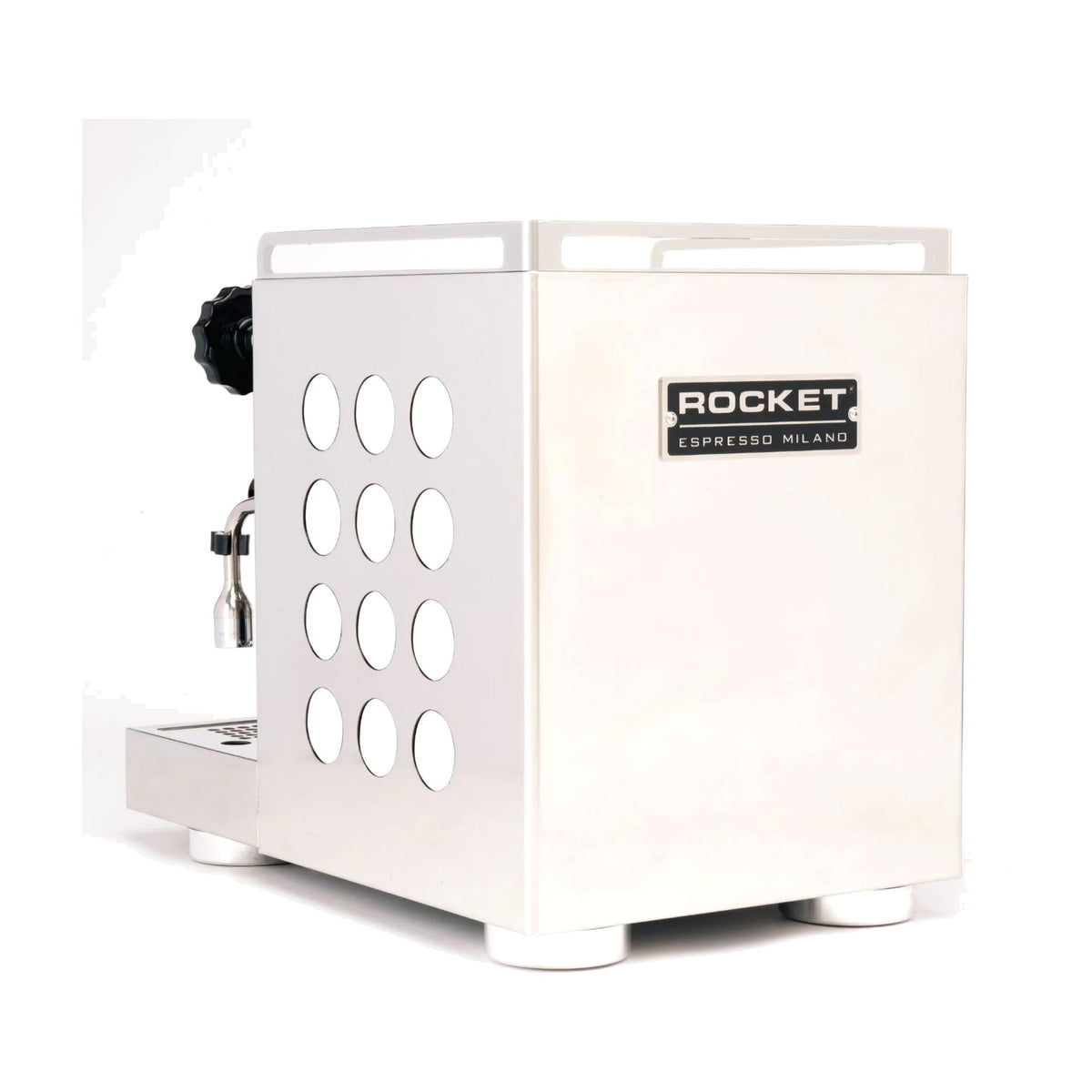 Espresso Machine Appartamento Rocket Espresso Domestica – Inox/White – Rear Three Quarter View