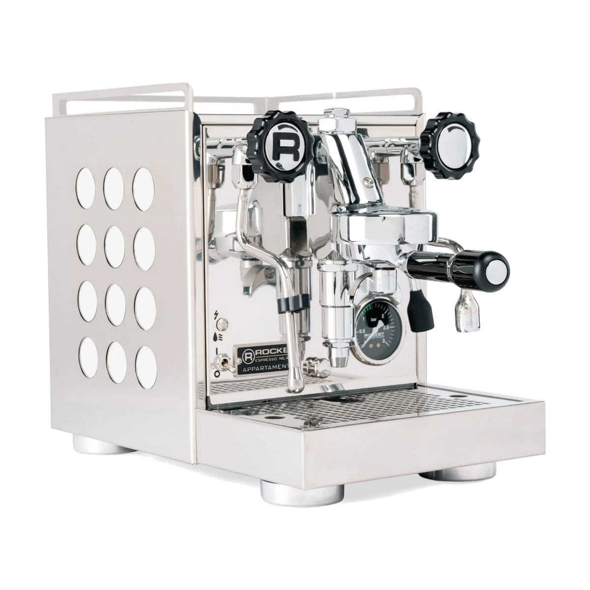 Espresso Machine Appartamento Rocket Espresso Domestica – Inox/White – Three Quarter View