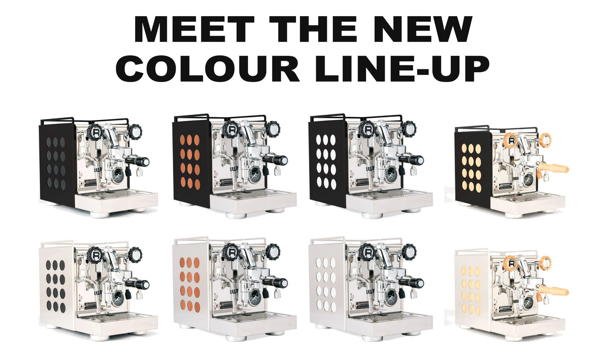 Rocket Espresso Appartamento – the new colour line-up: Inox or Black body with Black, Copper, White or Wood inserts