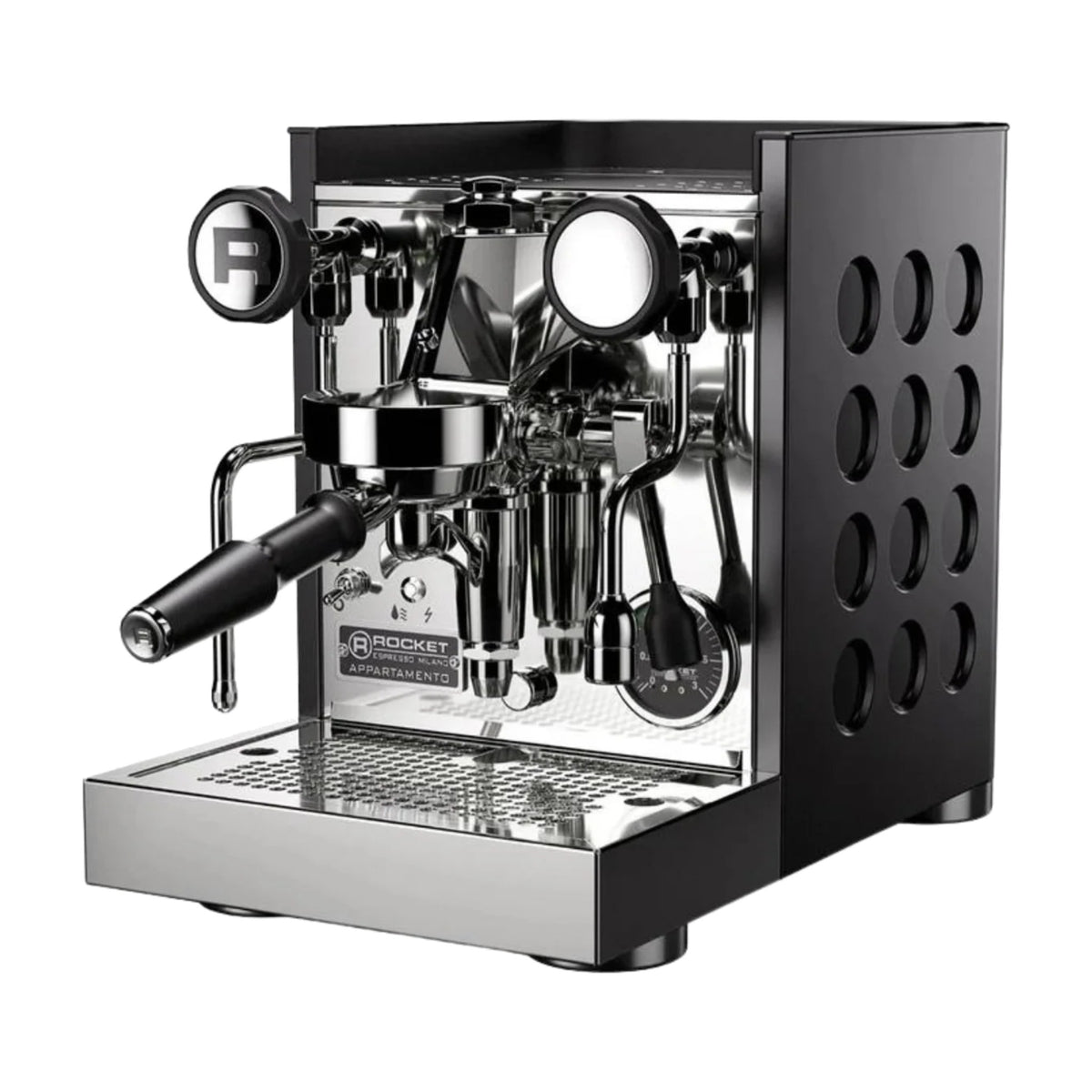 Espresso Machine Appartamento TCA Rocket Espresso Domestica – Black/Black – Three Quarter View