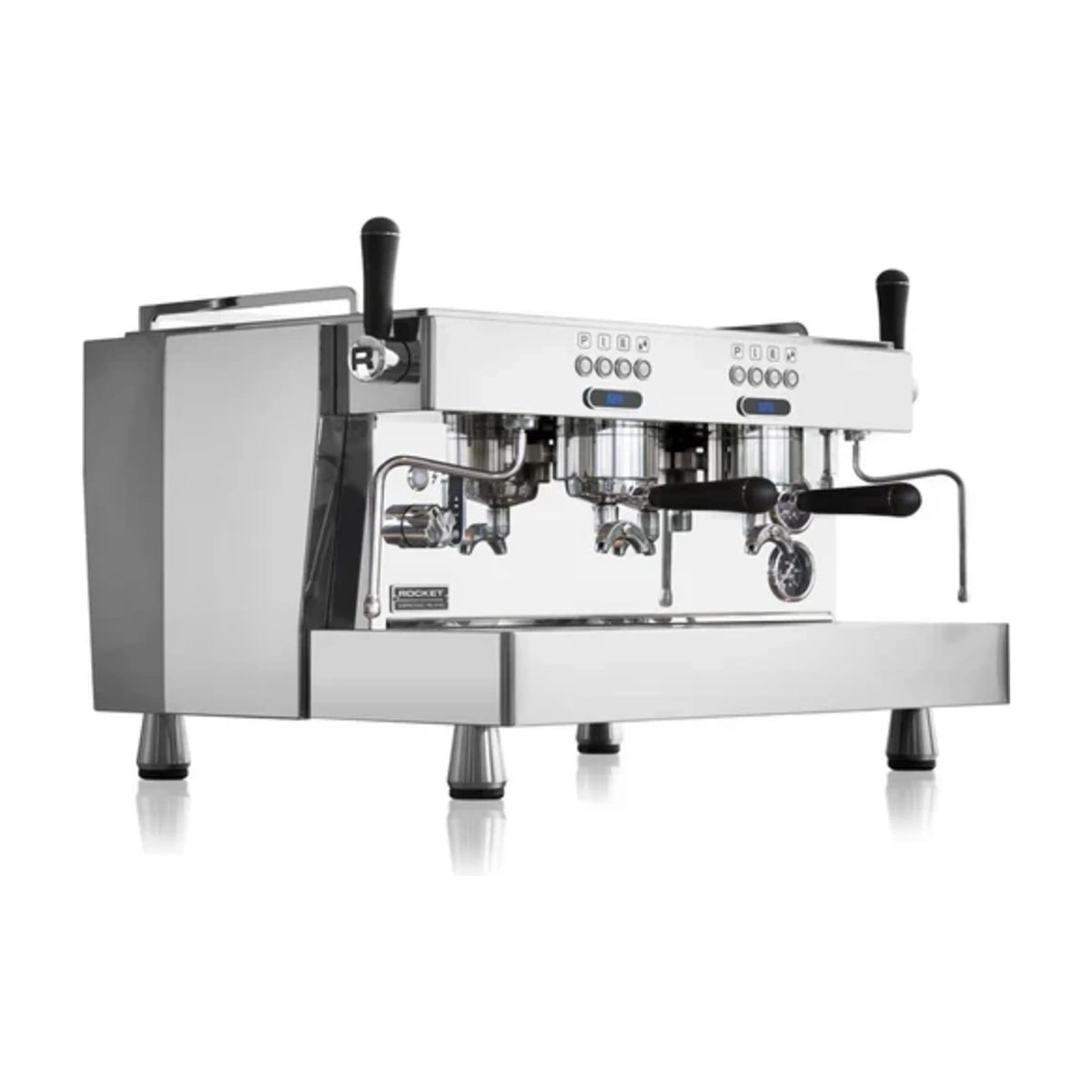 Coffee Machine R 9 Stainless Rocket Espresso Domestica – Three Quarter View on White