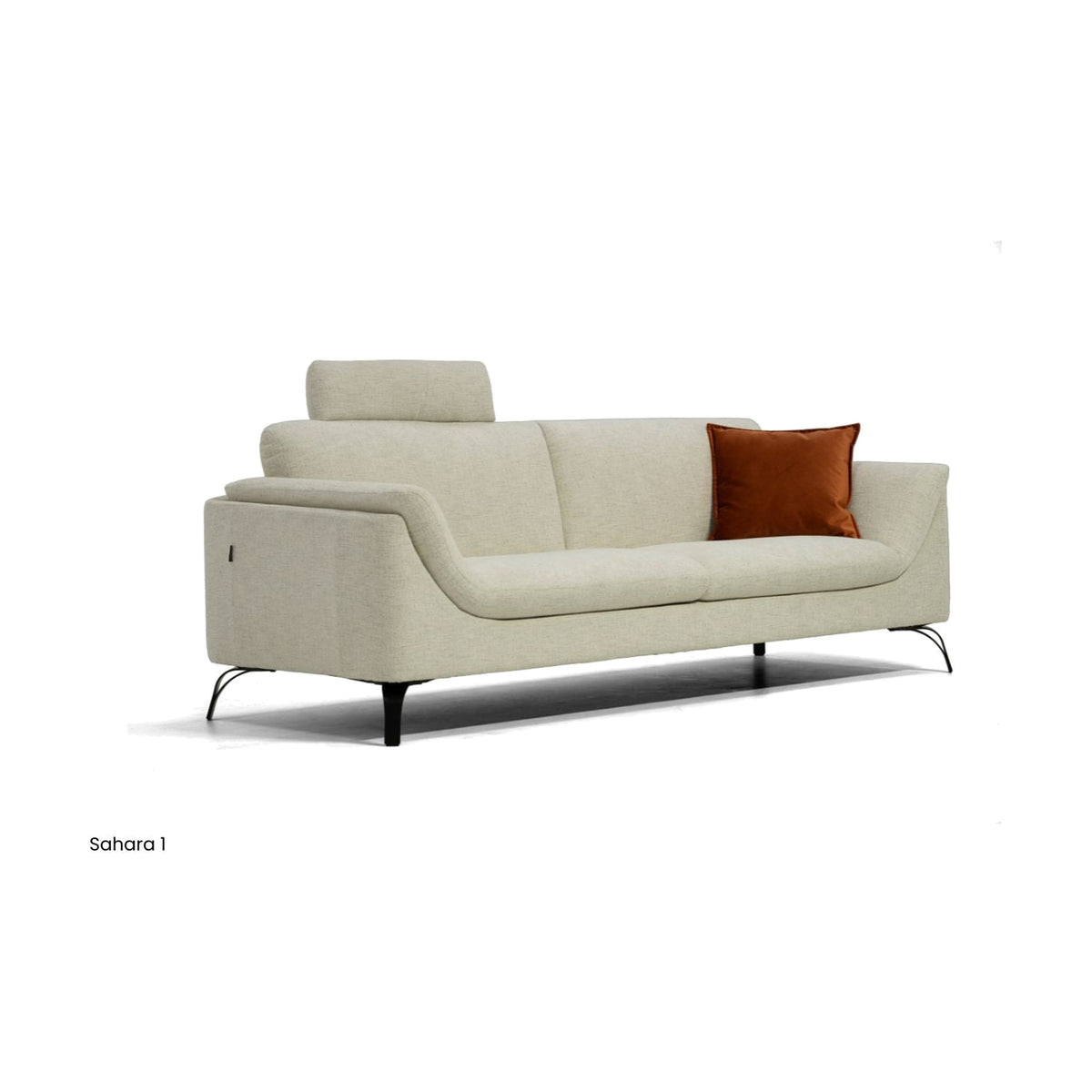 Sofa Sahara Low Backrest Domestica – Raised Headrest, Three Quarter View on White