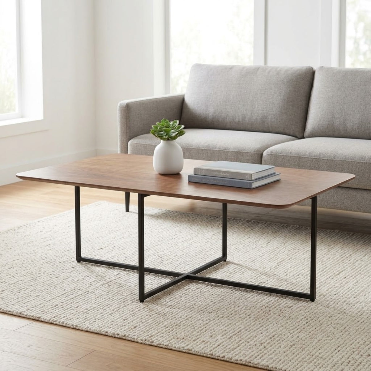 Coffee Table Selfy 95x55 Walnut Black Domestica – Lifestyle Living Room