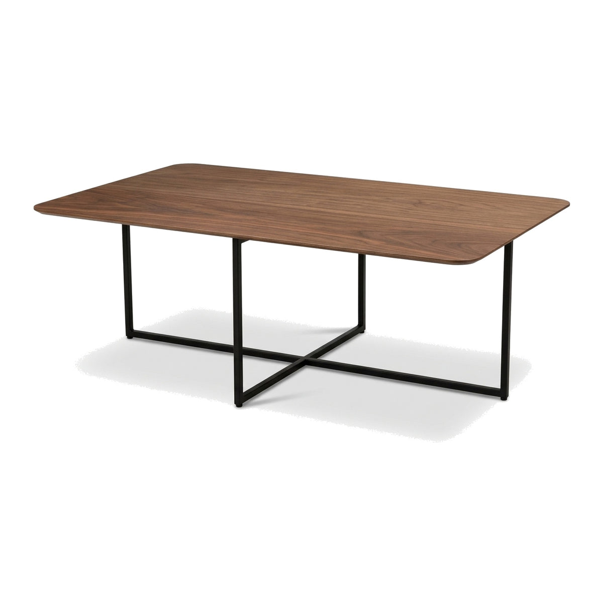 Coffee Table Selfy 95x55 Walnut Black Domestica – Three Quarter View on White