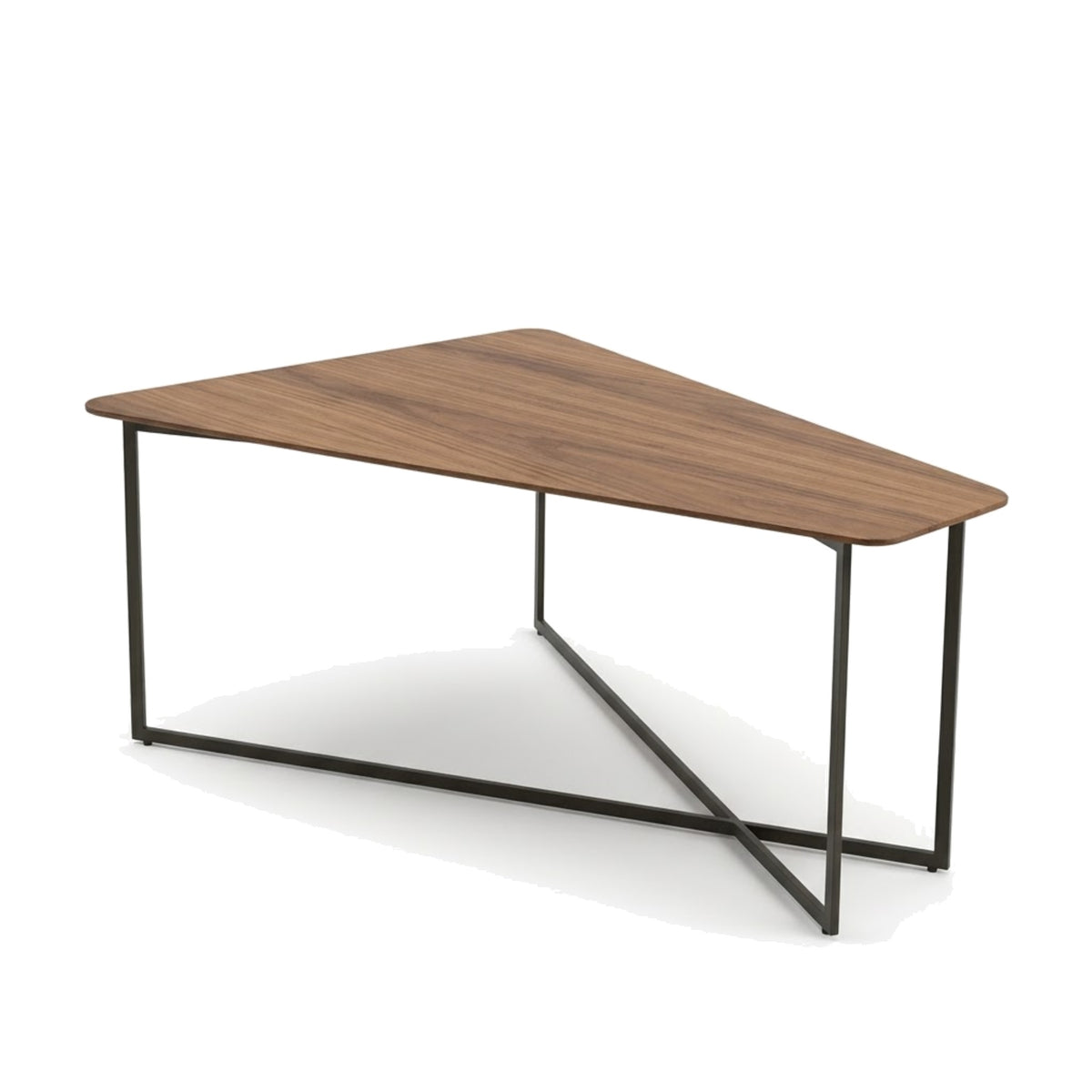 Coffee Table Selfy Trapezio Black Walnut Domestica – Three Quarter View on White