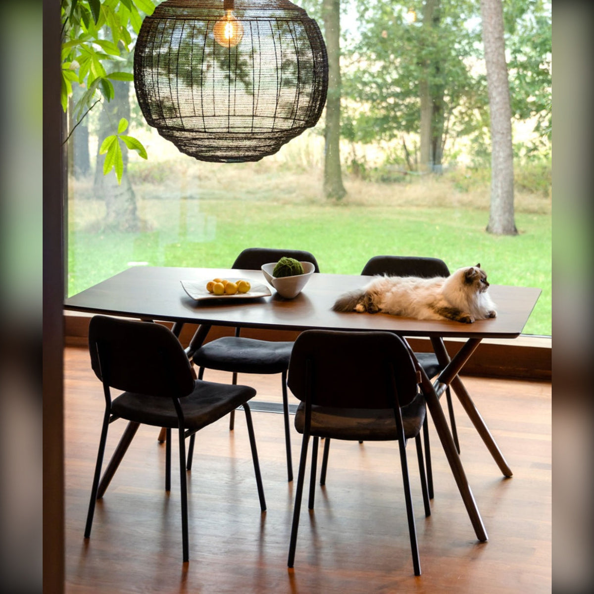Dining Table Malaya Walnut Domestica – Lifestyle – Set Table by Large Windows