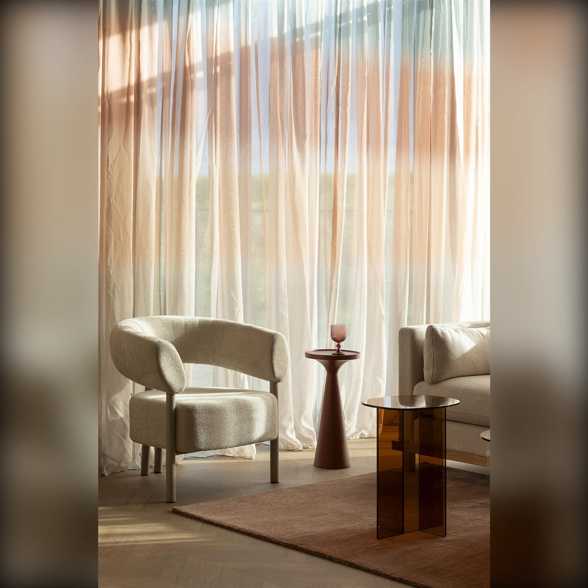 Side Table Linea Brown Domestica – Lifestyle – Beside an Armchair