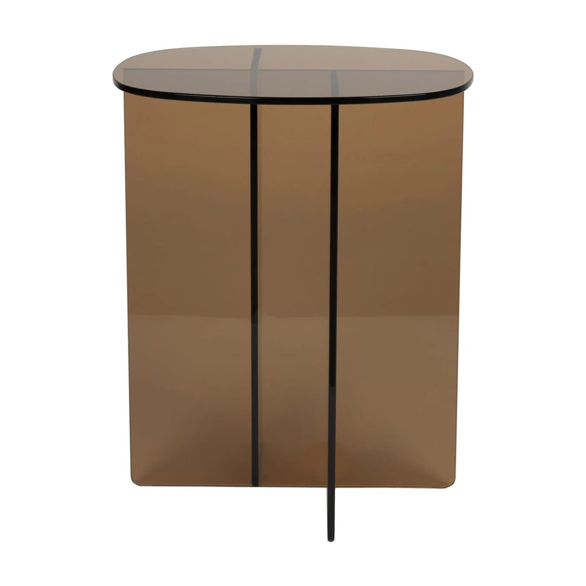 Side Table Linea Brown Domestica – Front View on White
