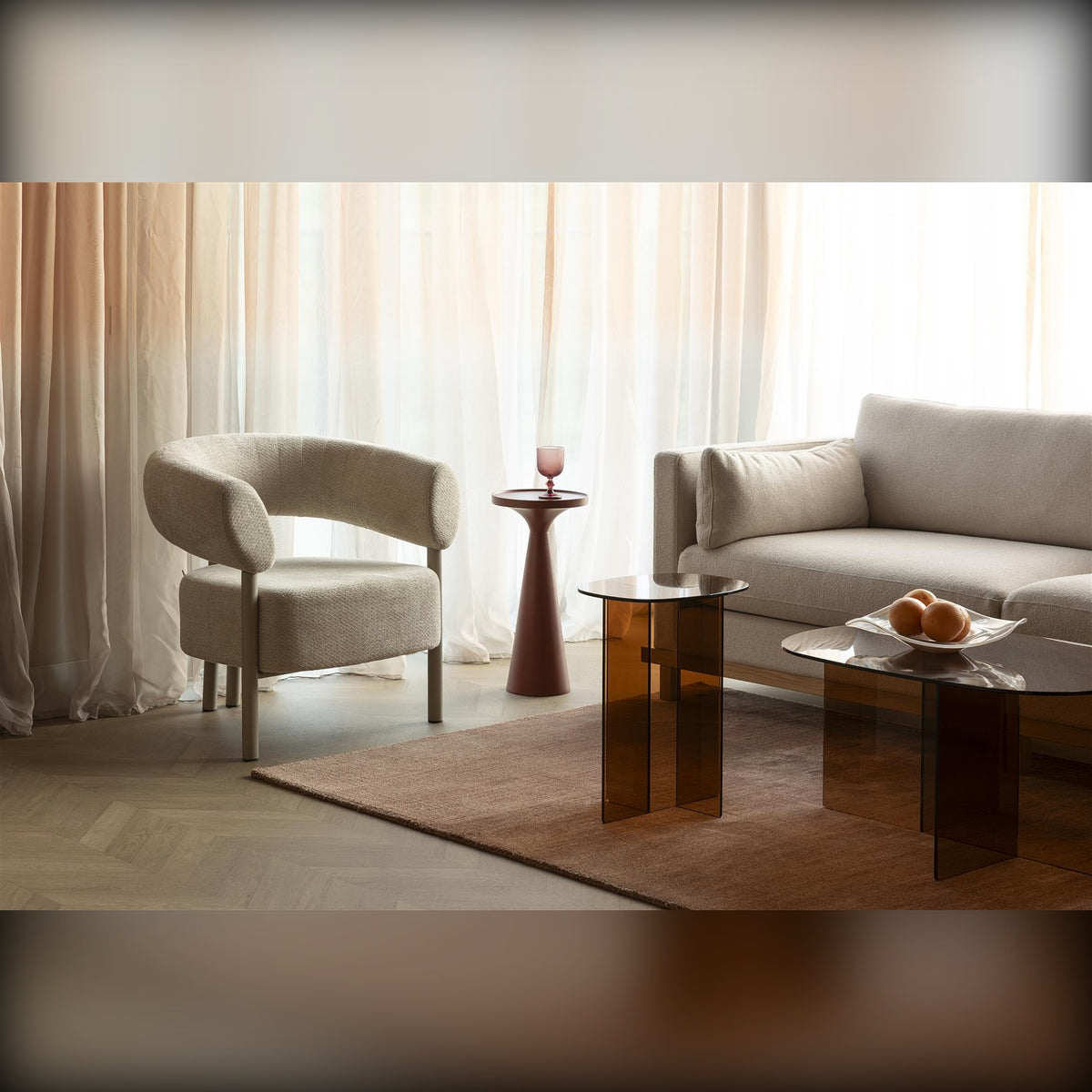 Side Table Linea Brown Domestica – Lifestyle – Living Room Wide View