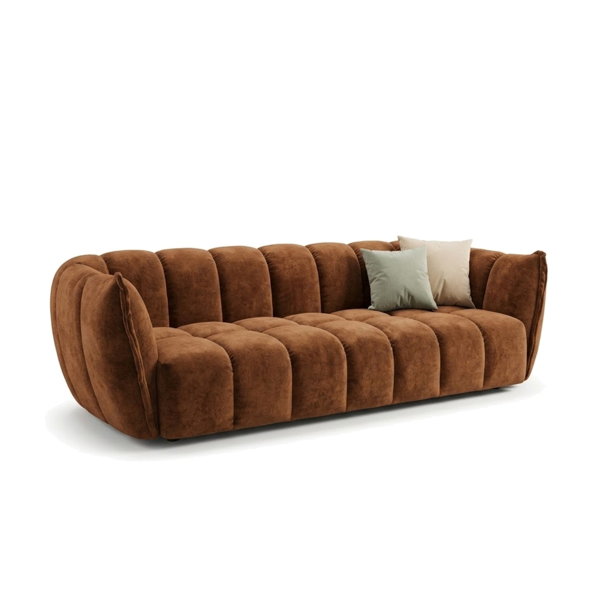 Sofa Eros 3-Seater Large Rust Domestica – Three-Quarter View on White