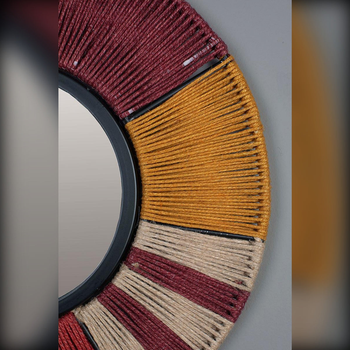 Mirror Surya Rope S Multicolour Domestica – Rope Frame and Mirror Edge Close-up
