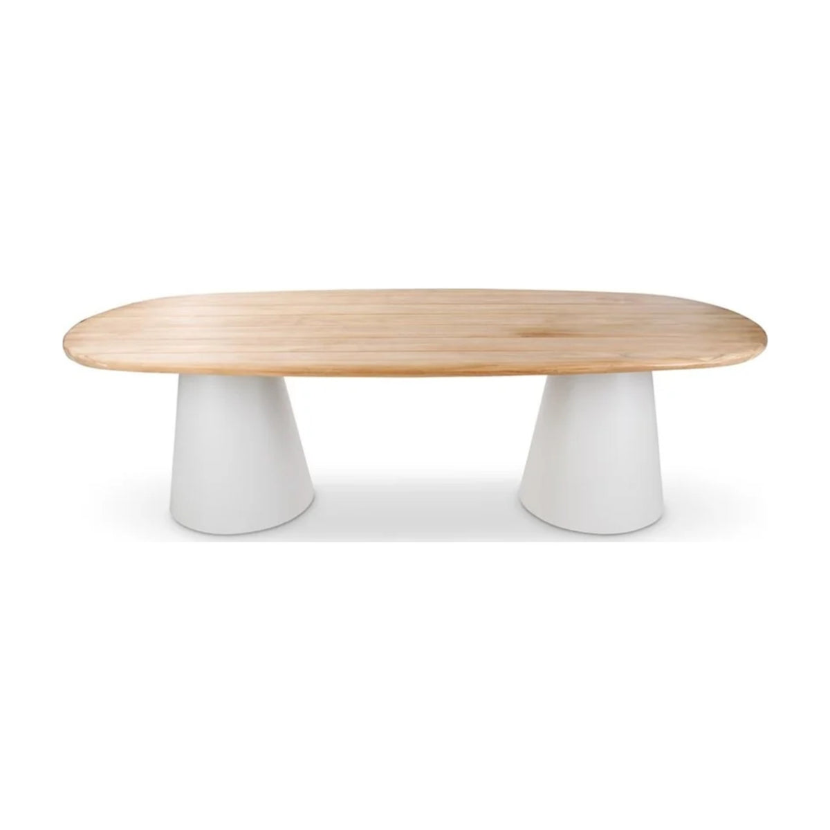 Dining Table Pipa 260x110 Teak Natural Alu Sand Domestica – Front View from Above