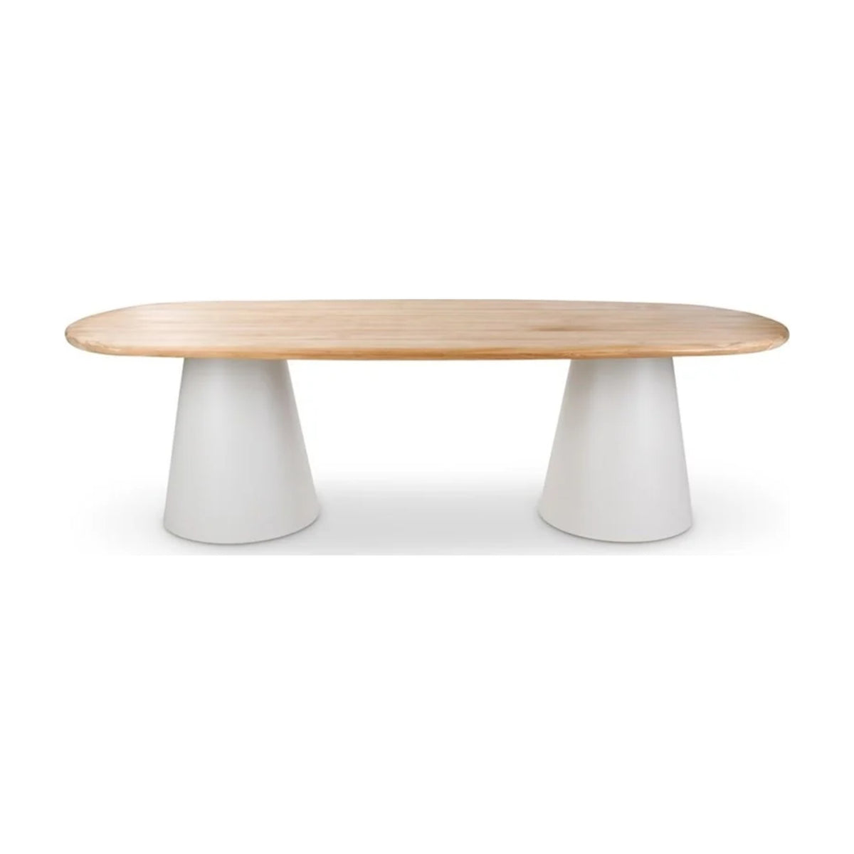 Dining Table Pipa 260x110 Teak Natural Alu Sand Domestica – Front View on White