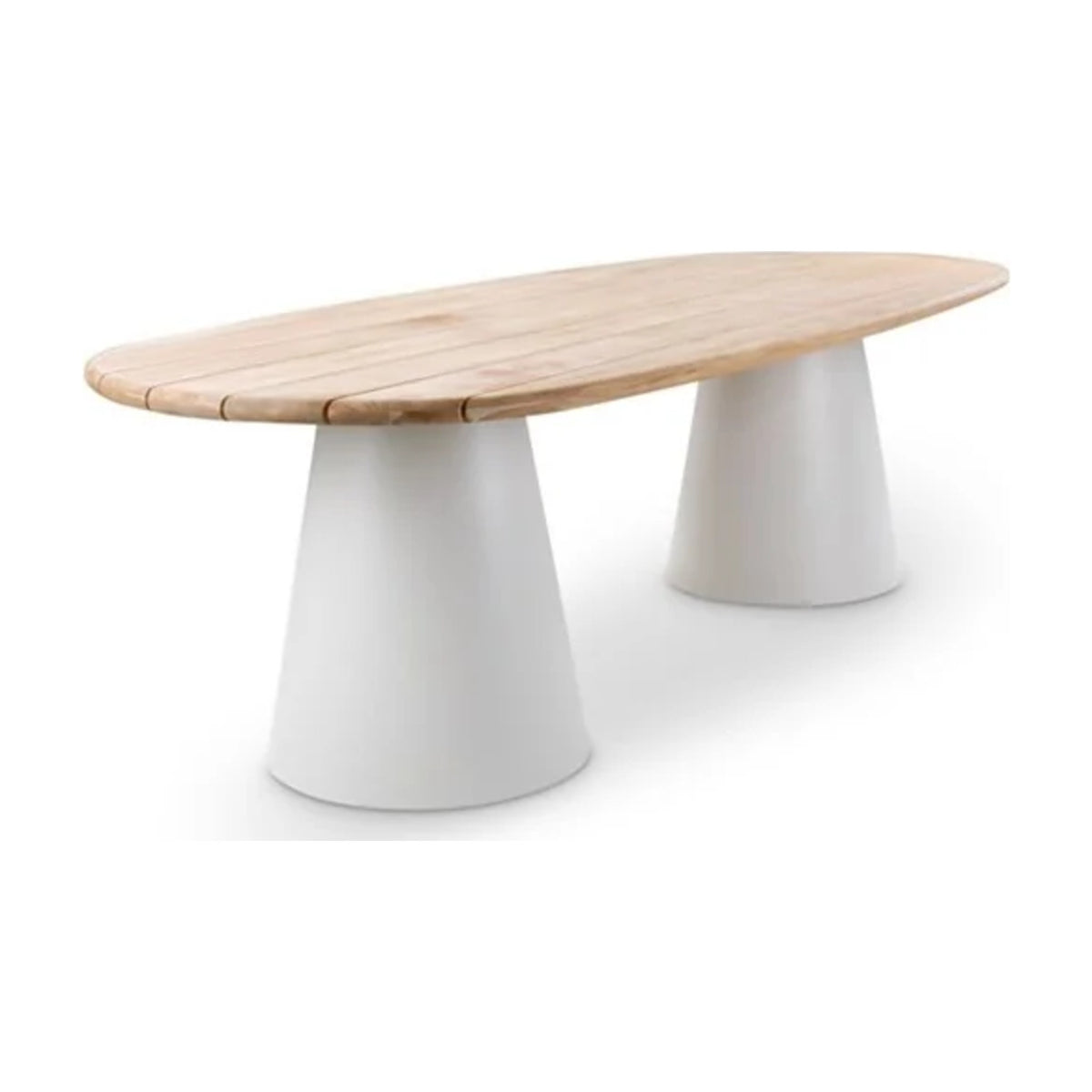 Dining Table Pipa 260x110 Teak Natural Alu Sand Domestica – Three Quarter View from Above