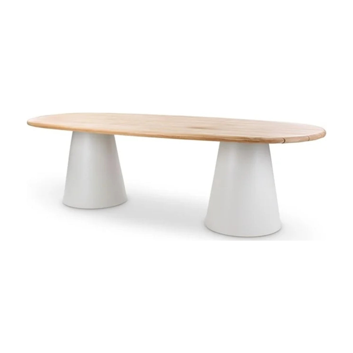 Dining Table Pipa 260x110 Teak Natural Alu Sand Domestica – Three Quarter View on White