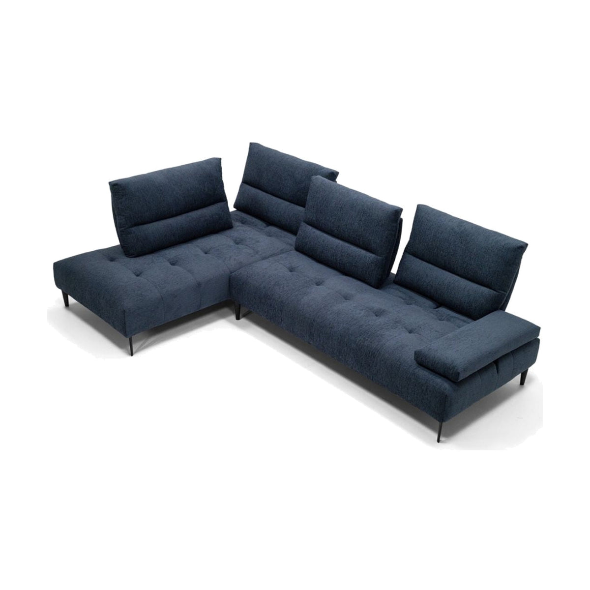 Egoitaliano Tate Corner Penisola Sofa Denim Blue Fabric Domestica – Top Angle Compass Mechanism Extended