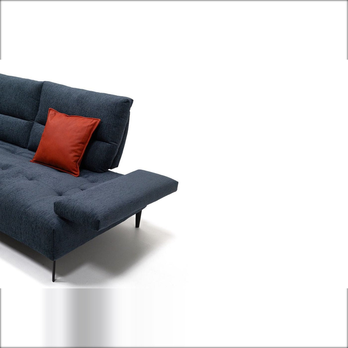 Egoitaliano Tate Corner Penisola Sofa Denim Blue Fabric Domestica – Front View with Scatter Cushions