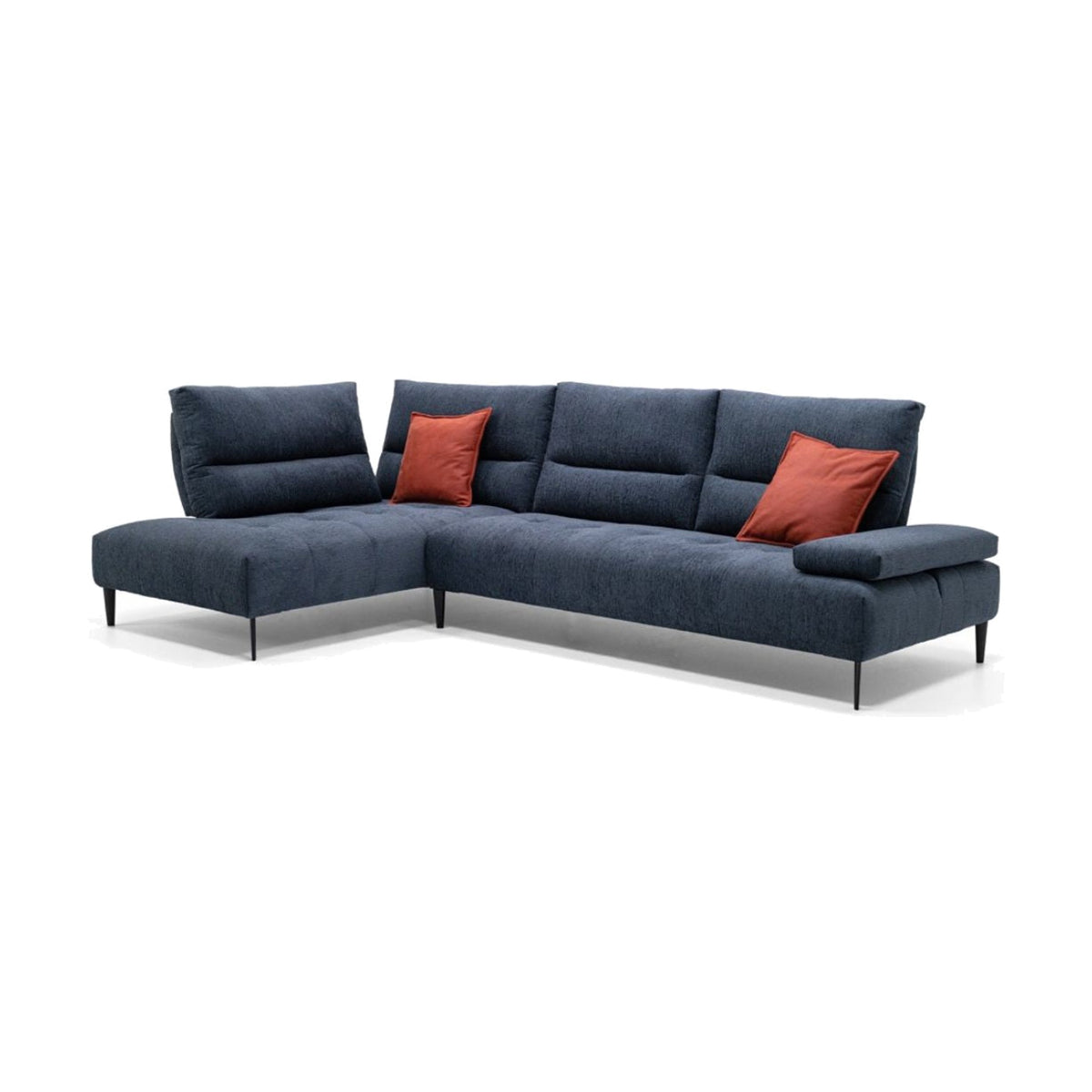 Egoitaliano Tate Corner Penisola Sofa Denim Blue Fabric Domestica – Side Angle View