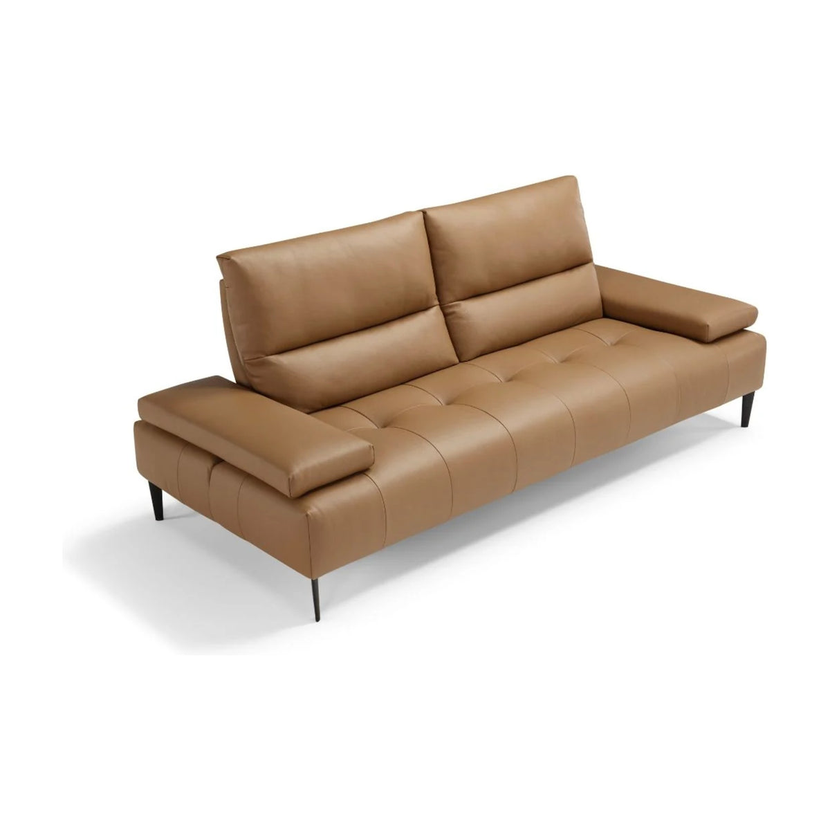 Sofa Tate Platinum Grey Domestica – Three Quarter View on White – Shown in Tan Leather