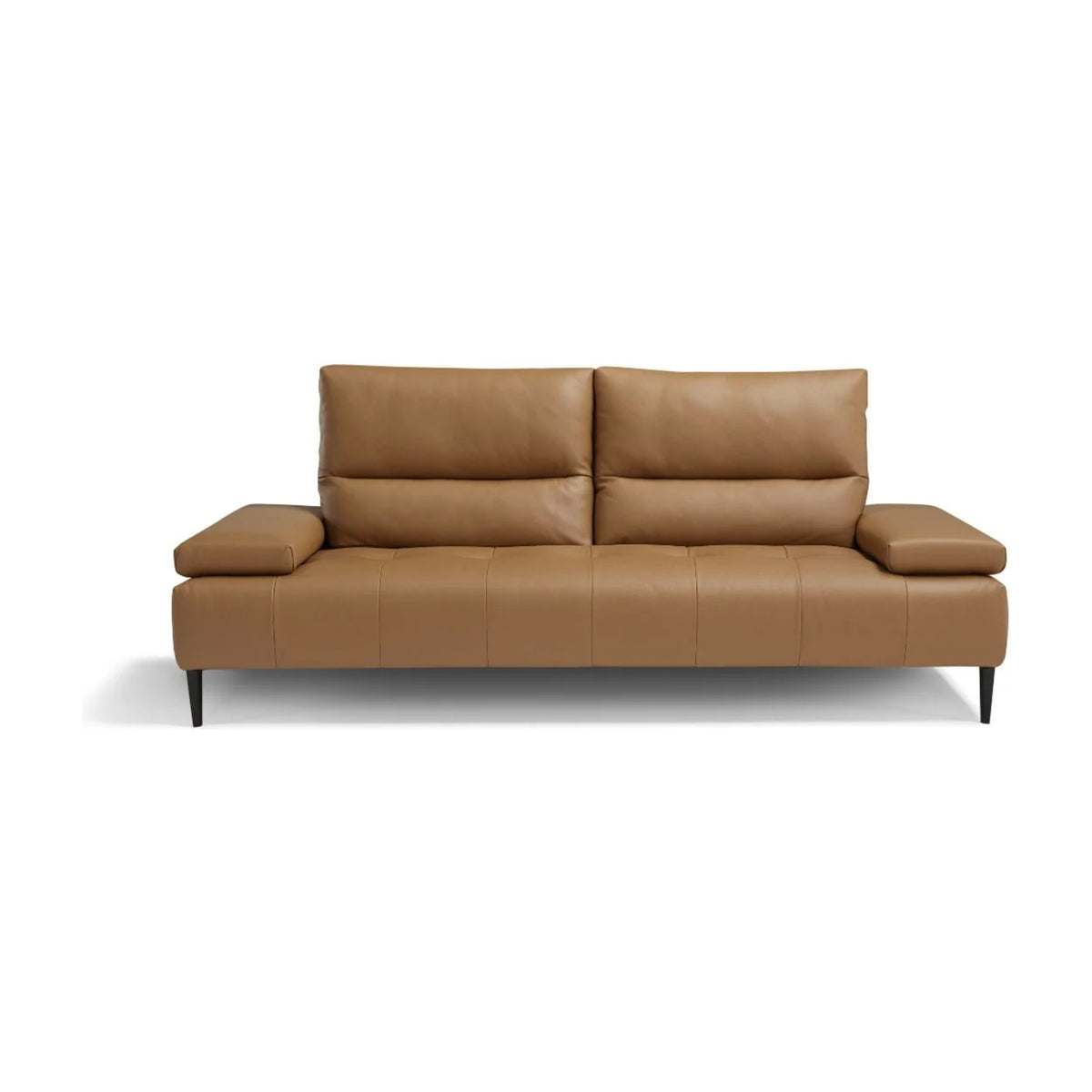 Sofa Tate Platinum Grey Domestica – Front View on White – Shown in Tan Leather